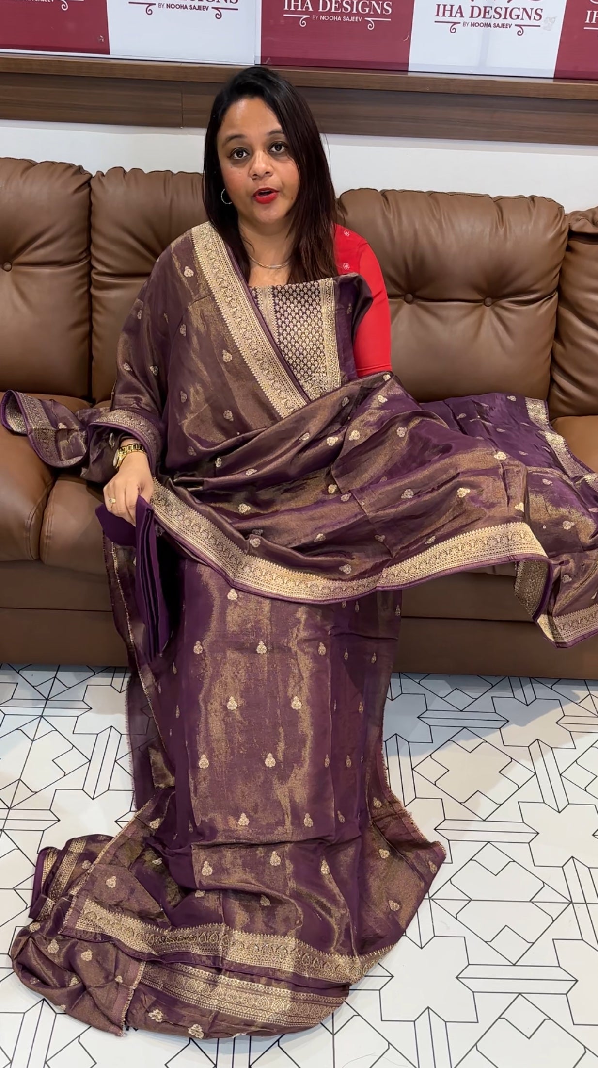 TISSUE ORGANZA UNSTITCHED SALWAR SUIT - IHA 9631
