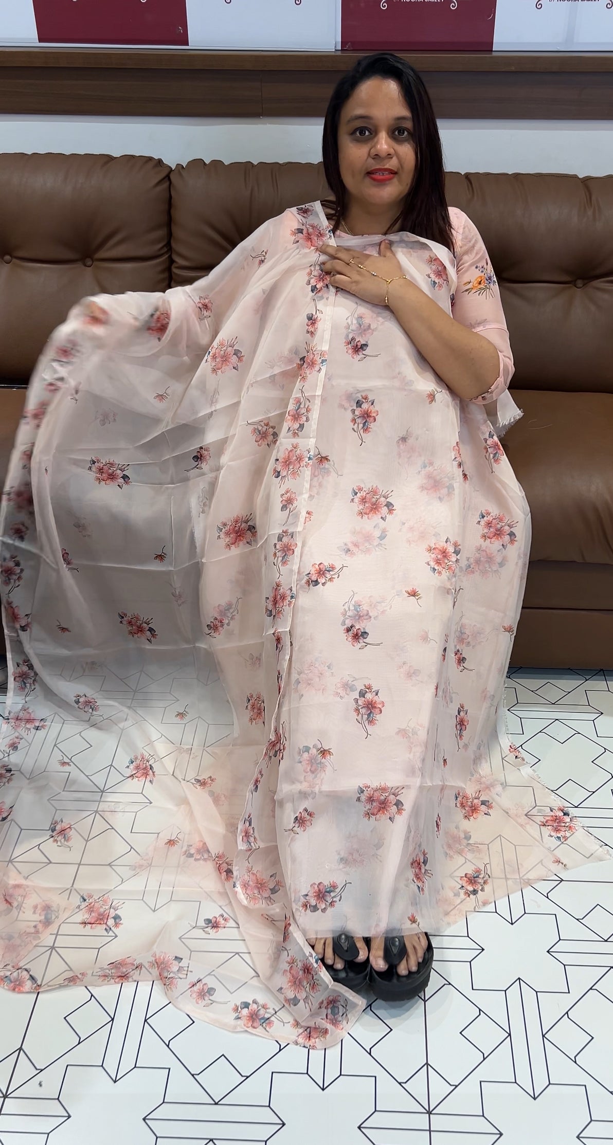 BUDGET BUY PRINTED ORGANZA UNSTITCHED SALWAR SUITS - IHA 9864