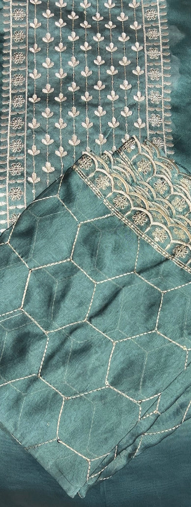 SILKY GEORGETTE UNSTITCHED SALWAR SUIT - IHA 8574