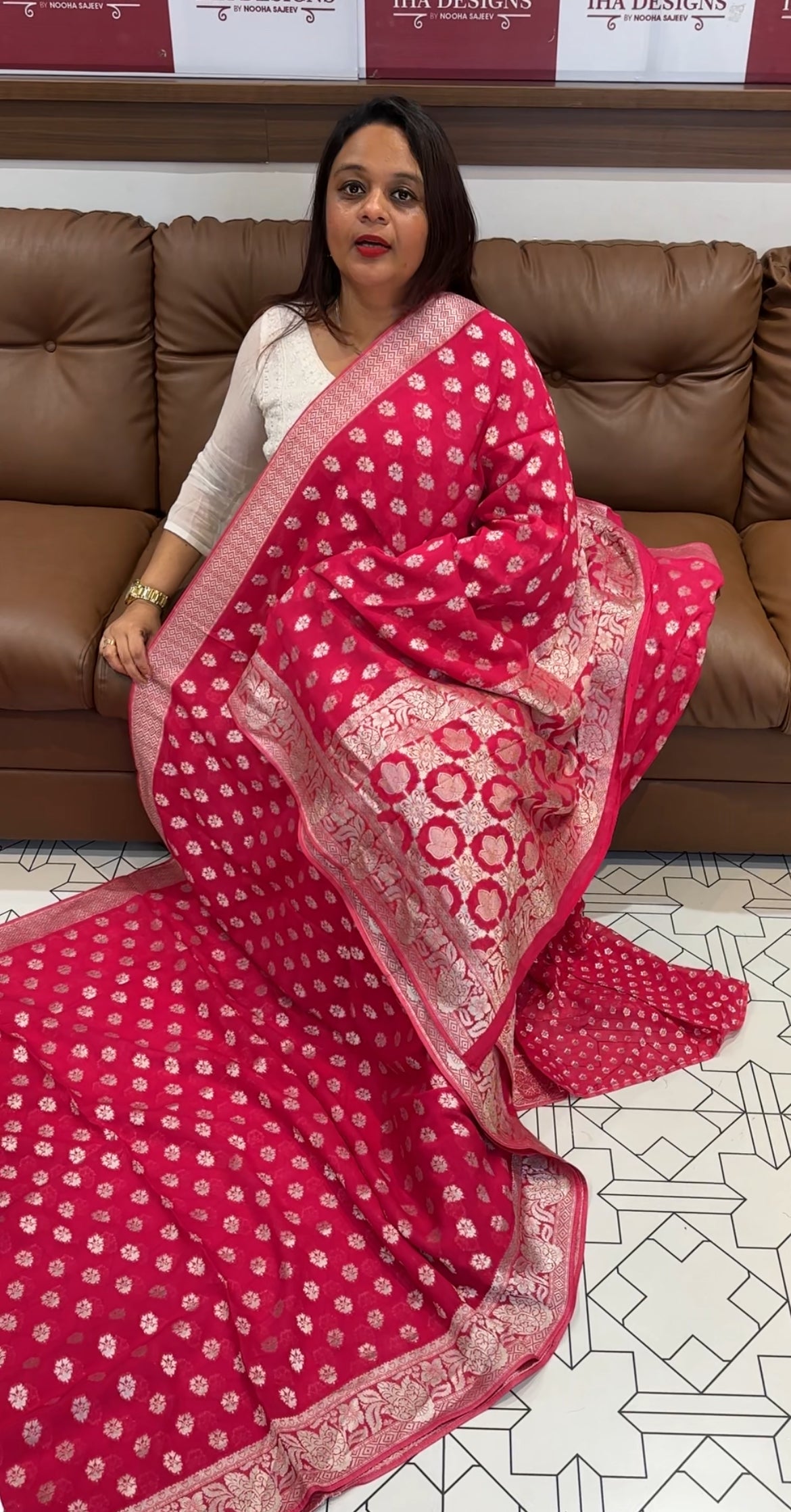 VISCOSE GEORGETTE BANARASI SILK SAREES - IHA 9590