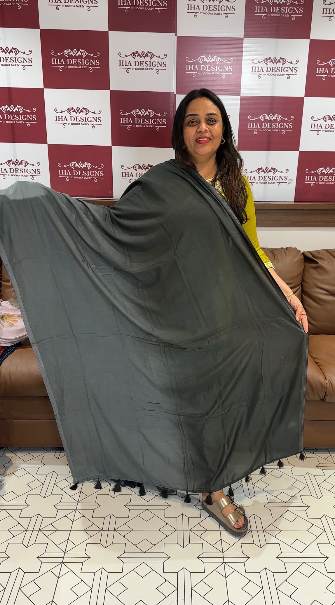 DOUBLE DYED MODAL SILK DUPATTA - IHA 20398
