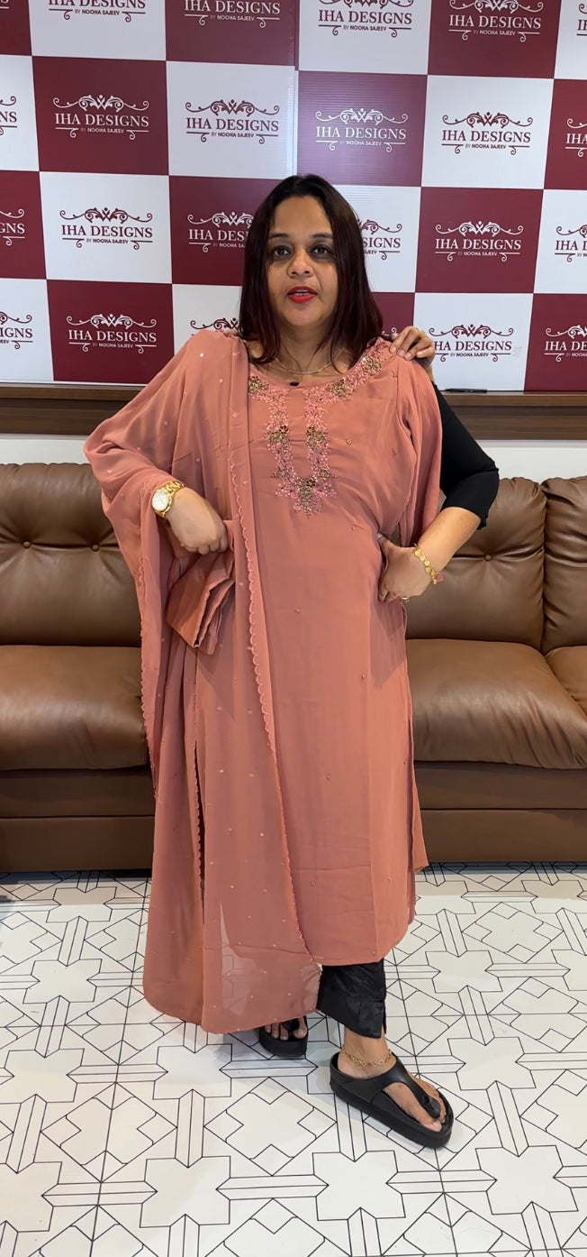 BUDGET BUY HAND WORKED TOP ,BOTTOM AND DUPATTA - IHA 8515