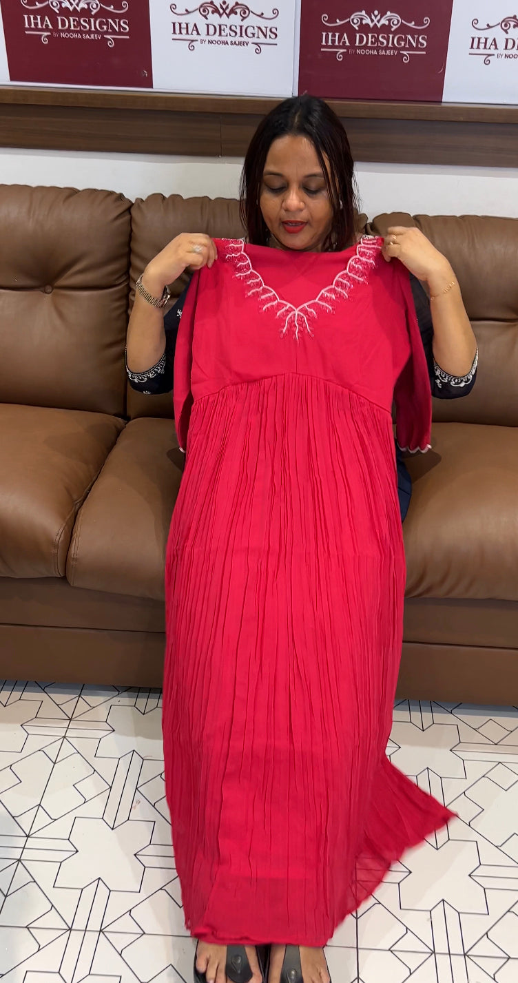 GEORGETTE HAND WORKED ALINE TOPS - IHA 8287