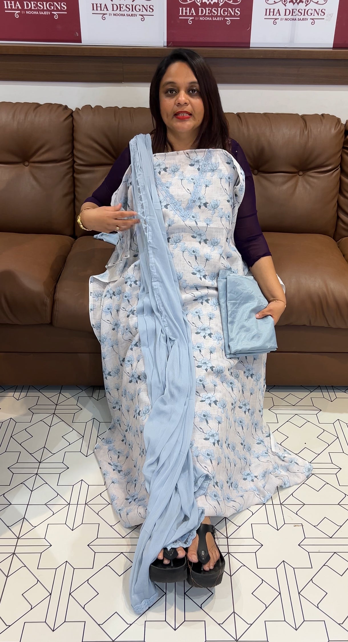 COTTON LINEN UNSTITCHED SALWAR SUITS - IHA 9792