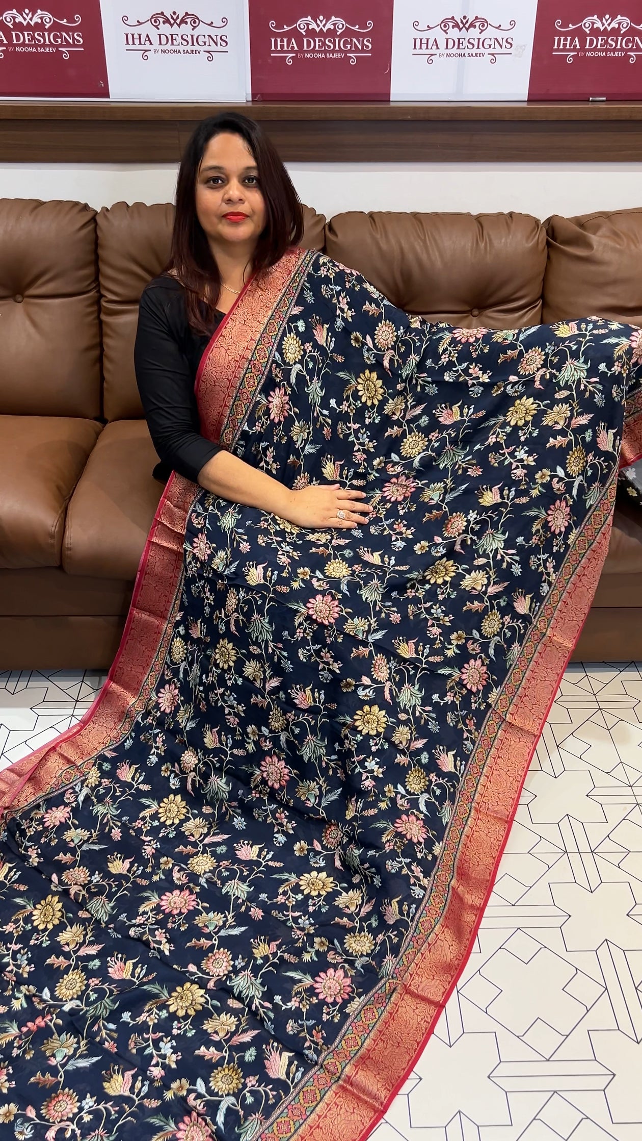 PRINTED CRAPE SILK SAREES - IHA 9653
