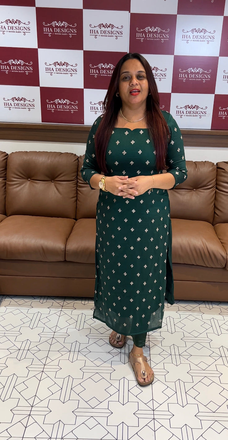 IHA'S IN-HOUSE VICHITRA SILK SLITED TOPS - IHA 8260