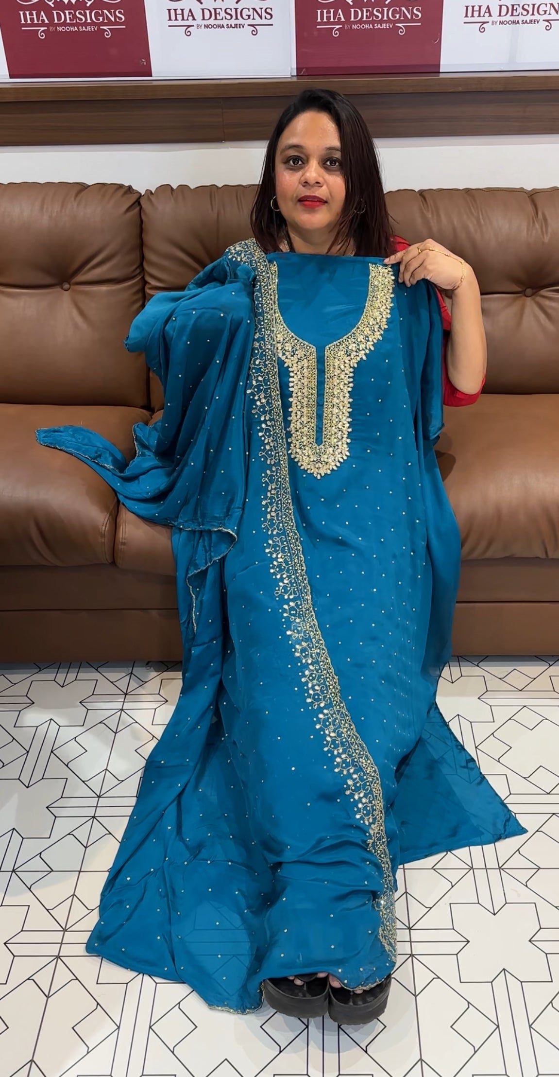 PLATINUM CHIFFON UNSTITCHED SALWAR SUIT - IHA 9635
