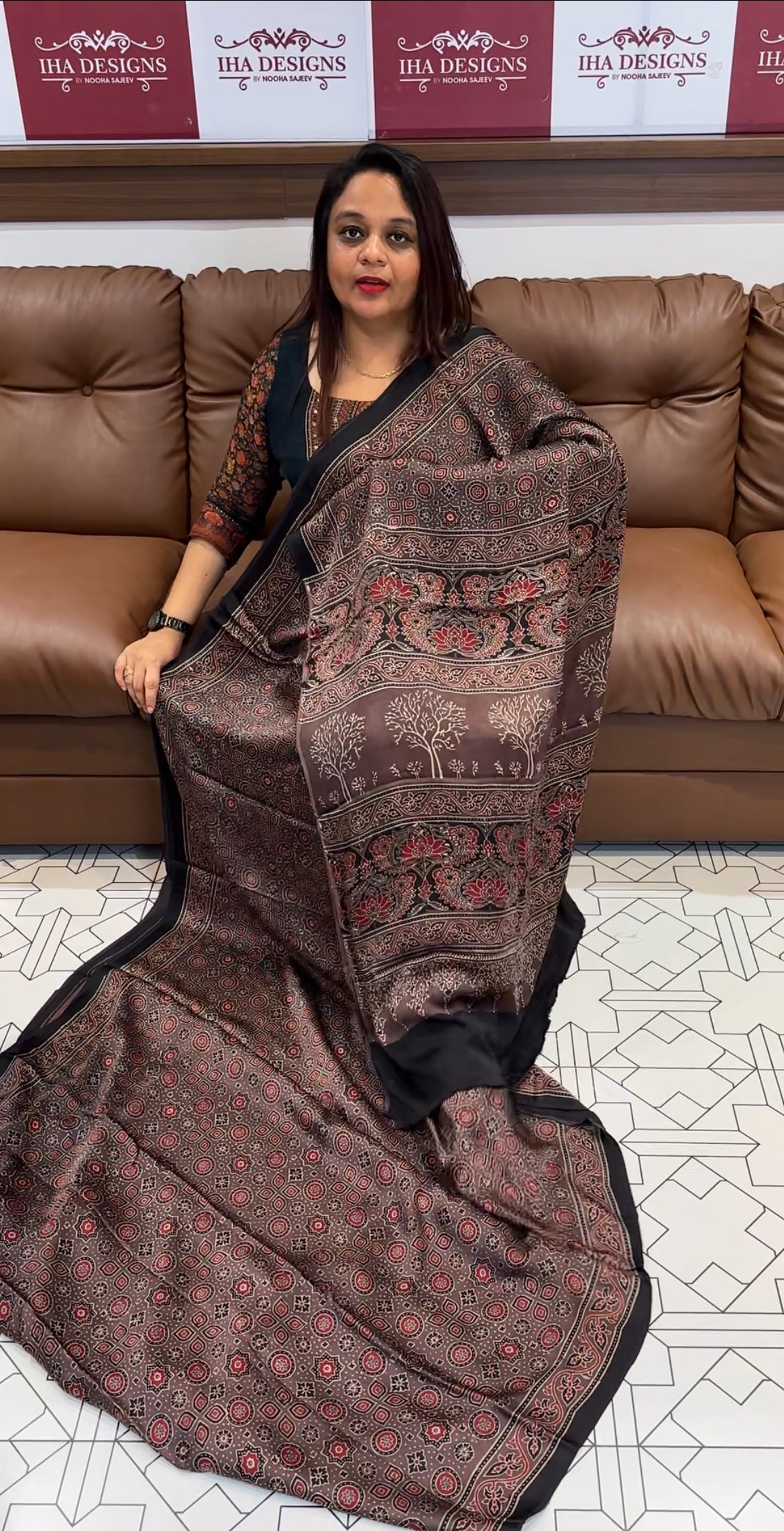 AJRAKH PRINTED MODAL SAREES - IHA 9831