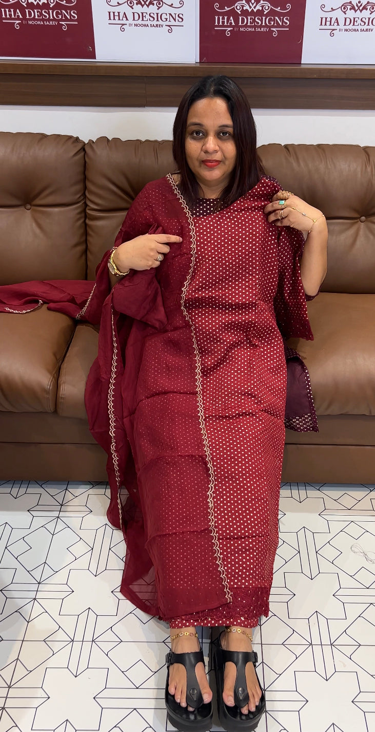 CRAPE SILK TOP ,BOTTOM AND DUPATTA - IHA 8630