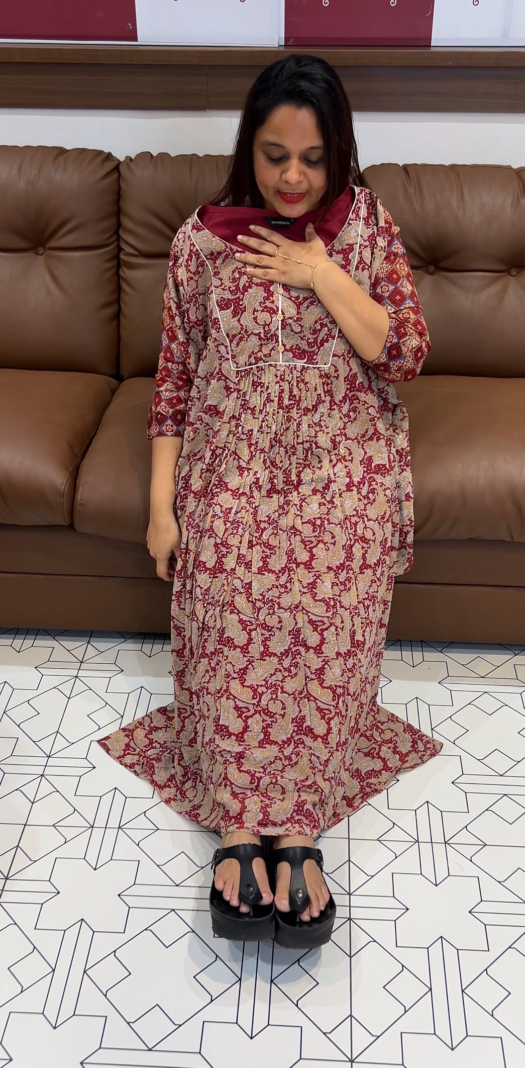 IHA'S IN-HOUSE FLORAL PRINTED ALINE TOPS - IHA 9696