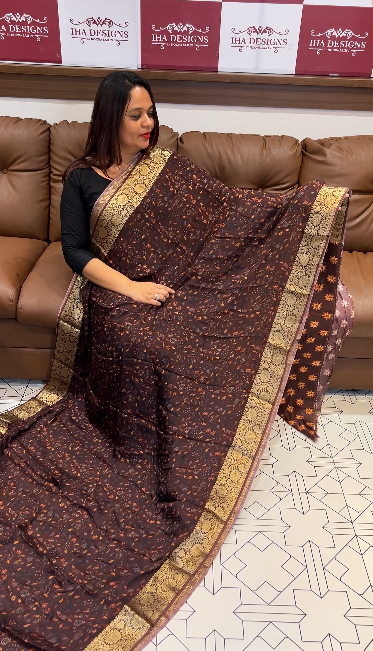 PRINTED CRAPE SILK SAREES - IHA 9653