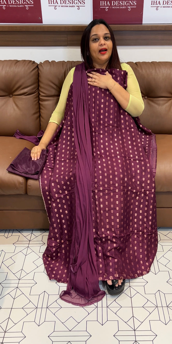 DOLA BANARASI UNSTITCHED SALWAR SUITS - IHA 8385