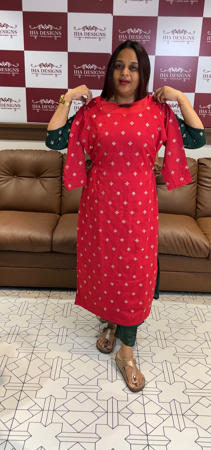 IHA'S IN-HOUSE VICHITRA SILK SLITED TOPS - IHA 8260
