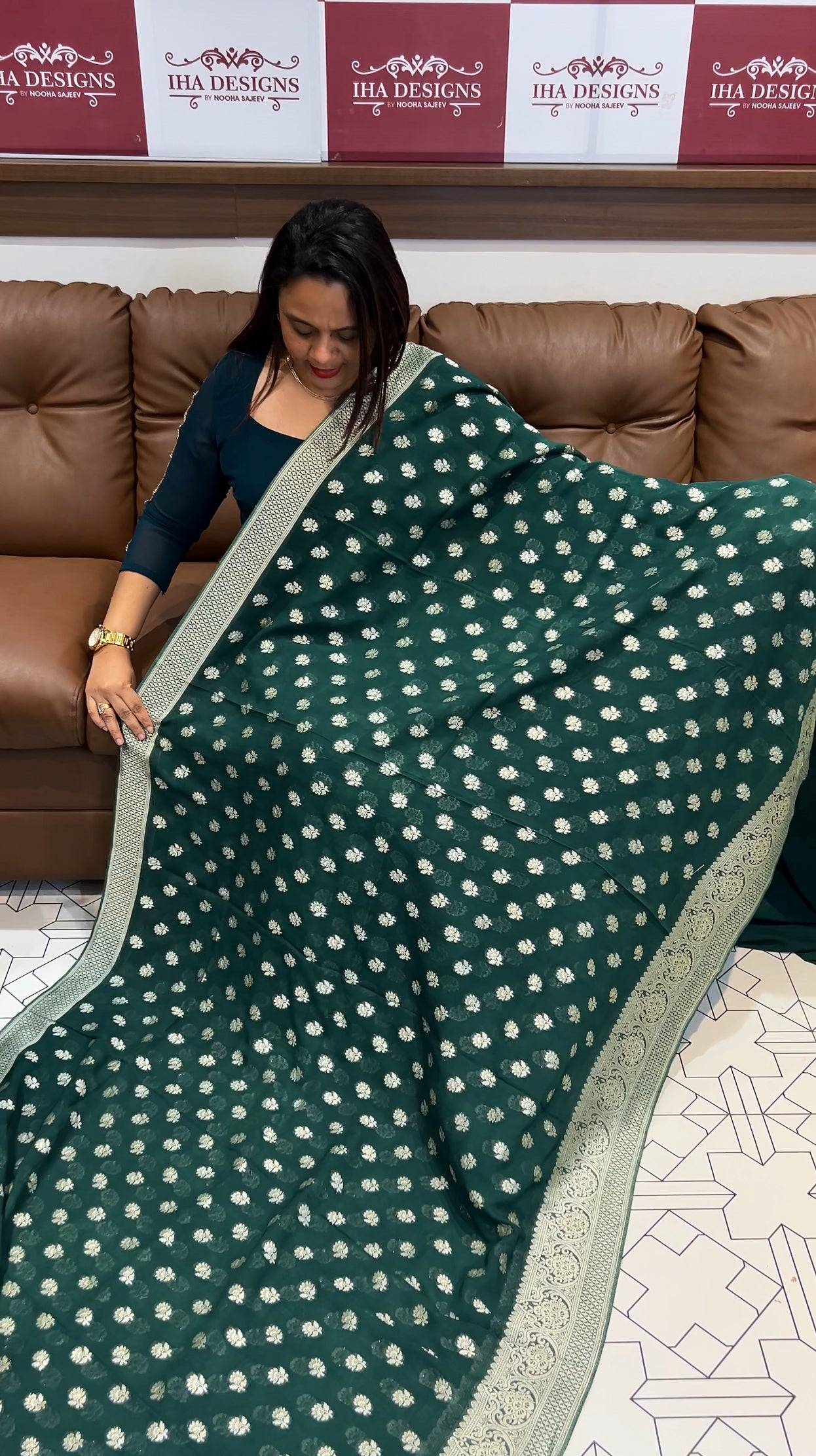 VISCOSE GEORGETTE BANARSI SILK SAREES - IHA 9754