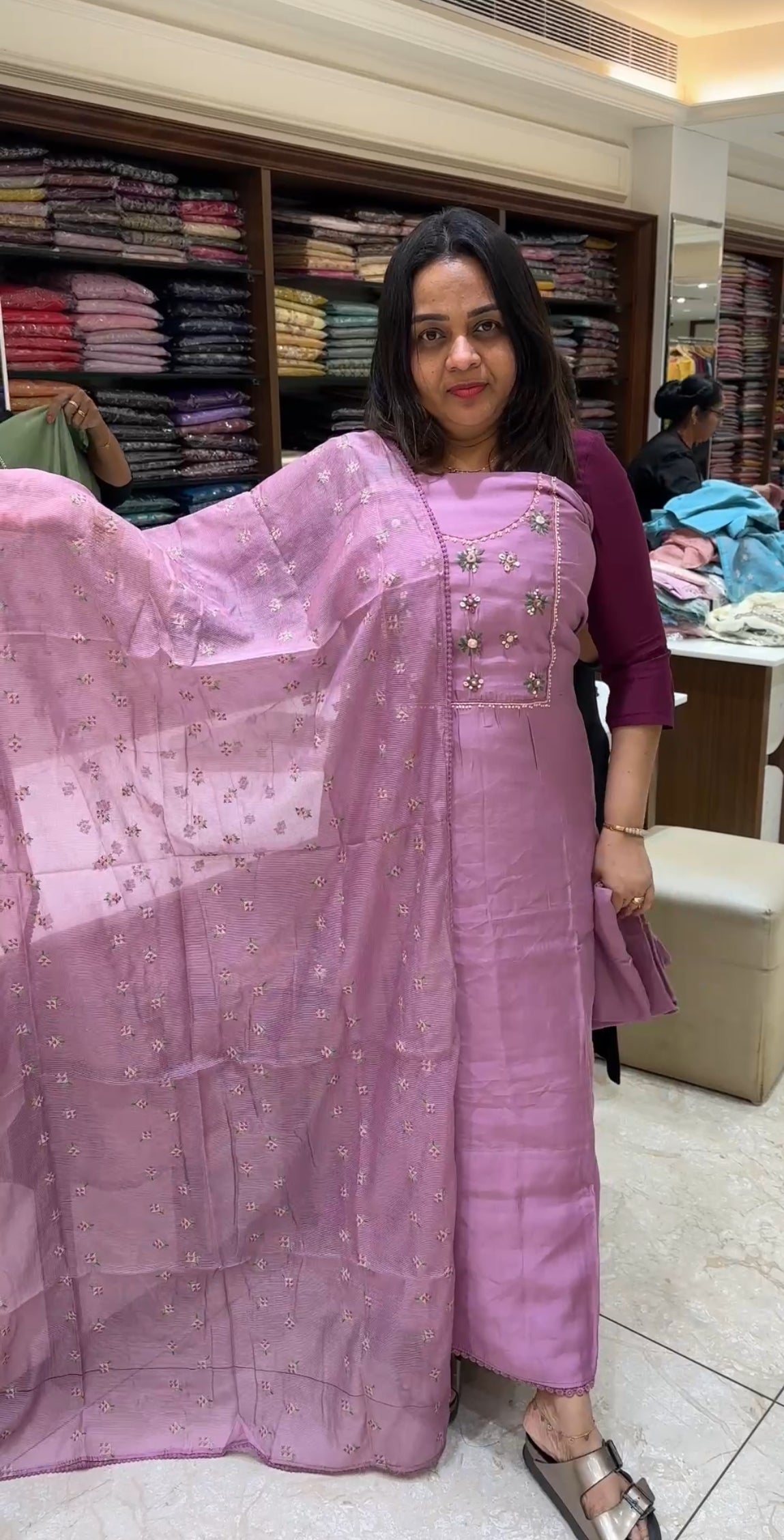BANARASI CHANDERI UNSTITCHED SALWAR SUITS - IHA 22216