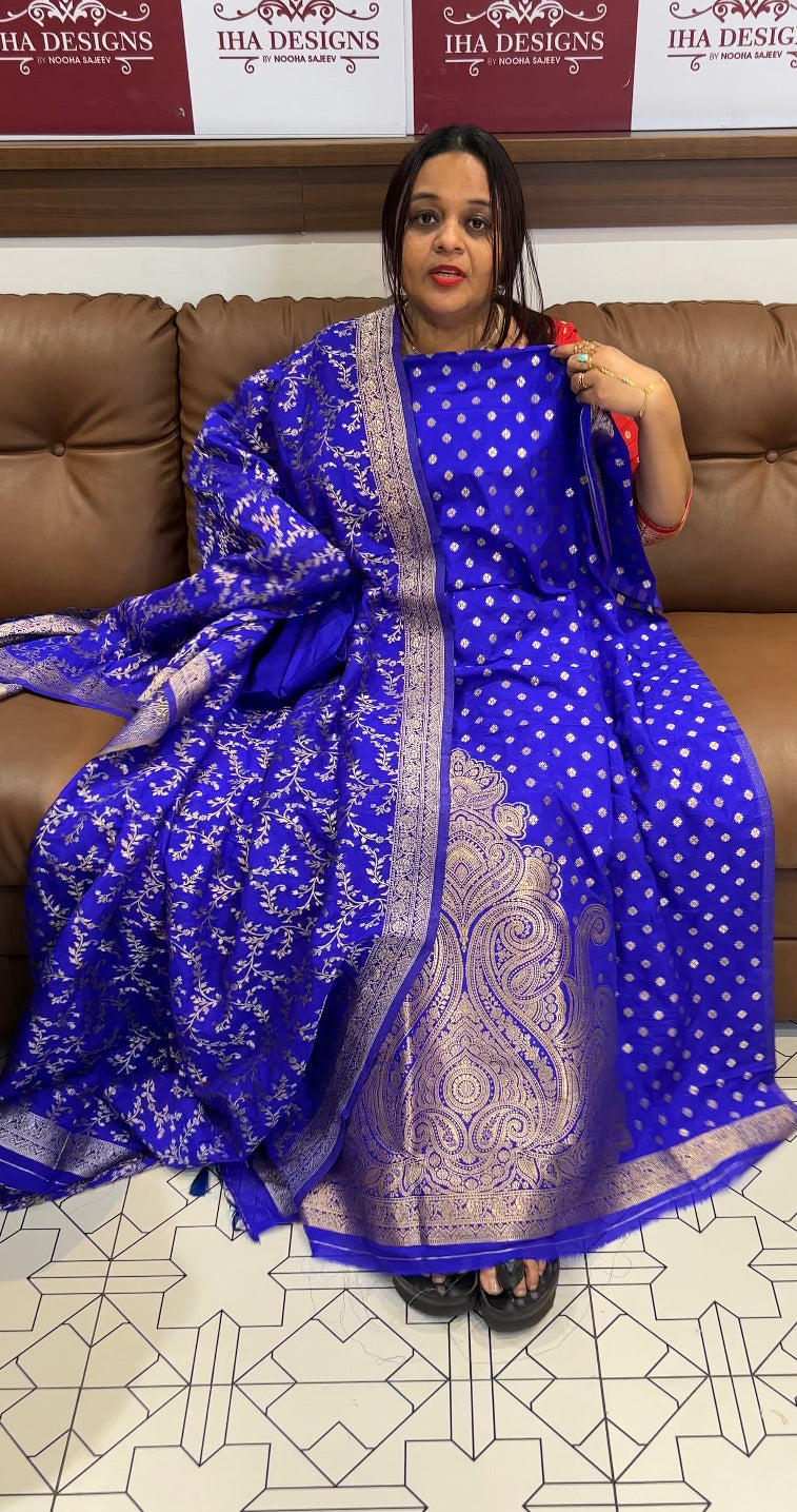 DESIGNER KATAN BANARASI UNSTITCHED SALWAR SUIT - IHA 8595