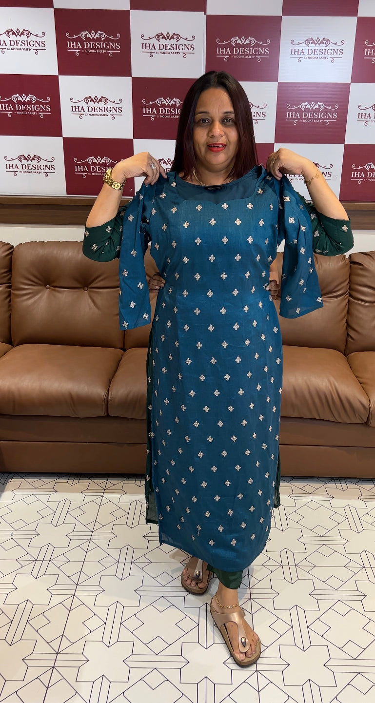 IHA'S IN-HOUSE VICHITRA SILK SLITED TOPS - IHA 8260