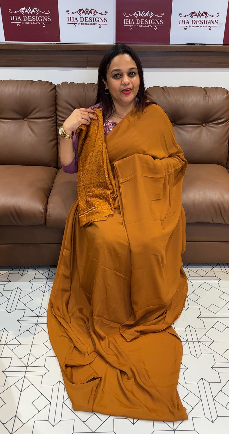 BUDGET BUY SEMI CRAPE SAREE - IHA 8145