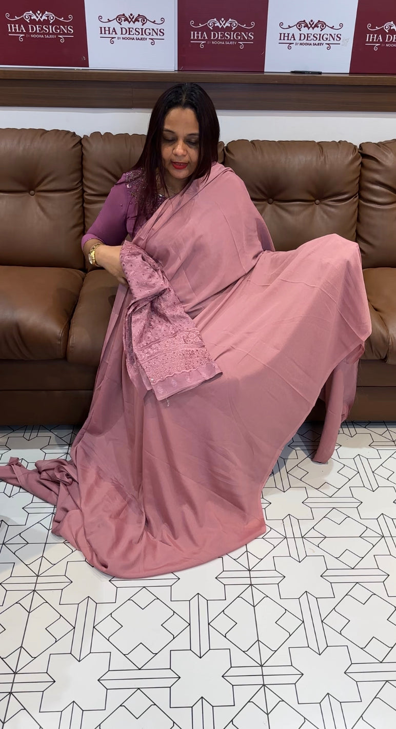 BUDGET BUY SEMI CRAPE SAREE - IHA 8146