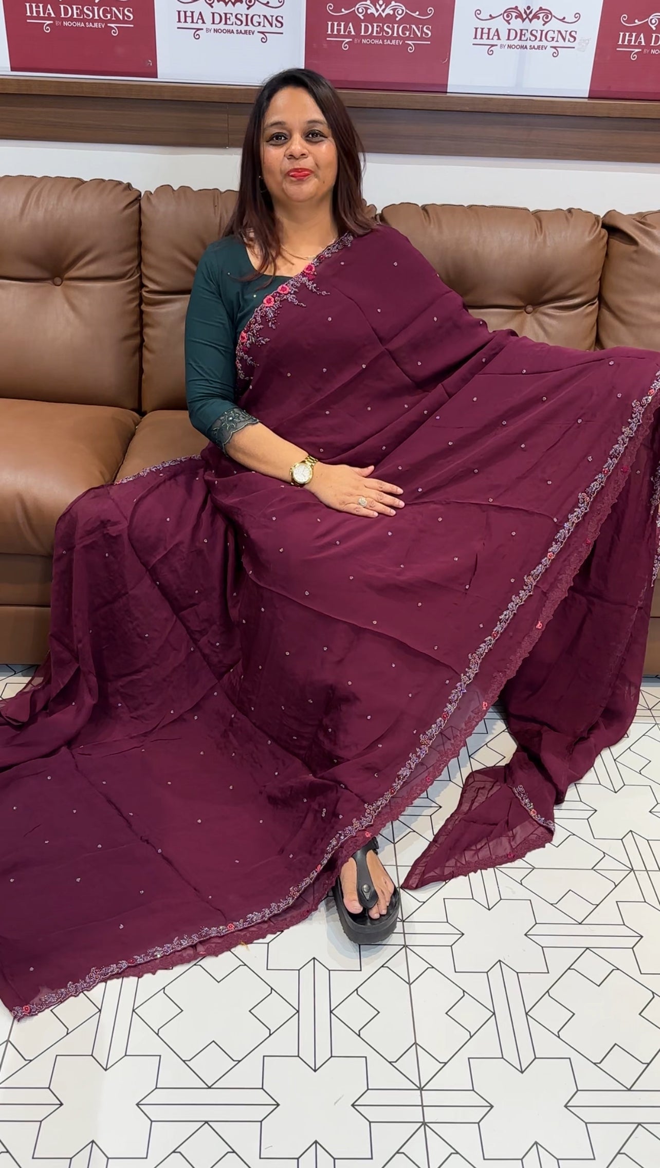 DESIGNER HAND WORKED SAREES - IHA 9722