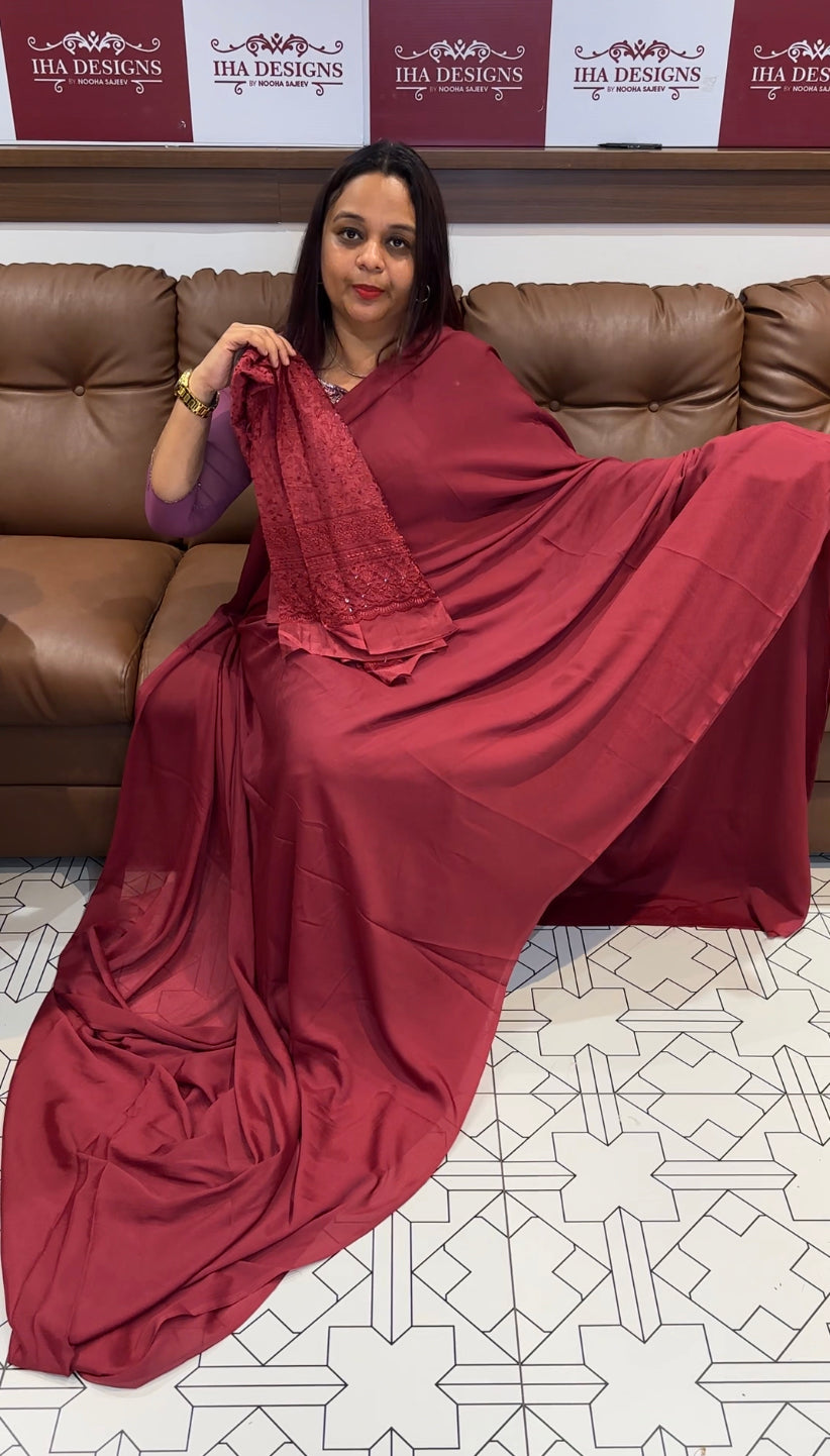 BUDGET BUY SEMI CRAPE SAREE - IHA 8145