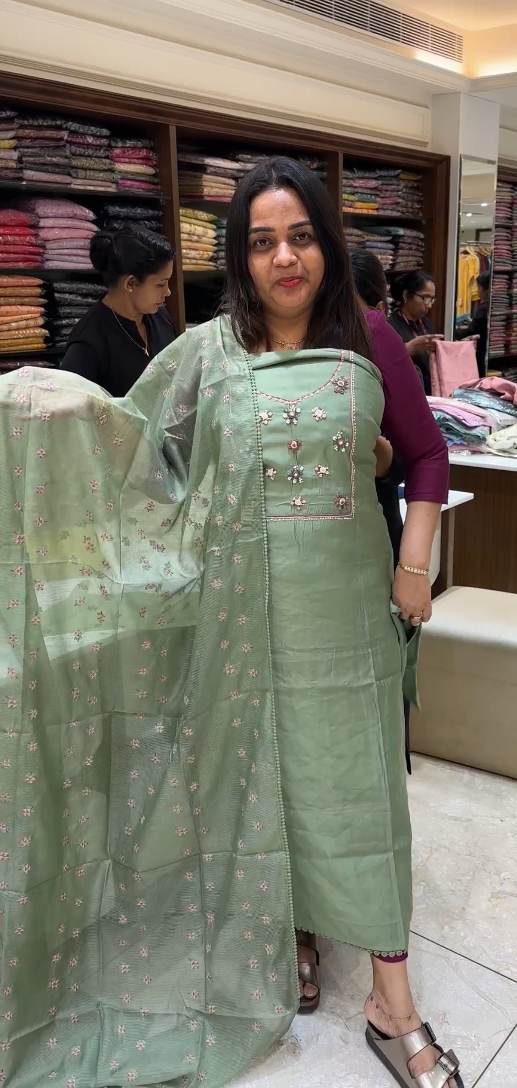 BANARASI CHANDERI UNSTITCHED SALWAR SUITS - IHA 22216