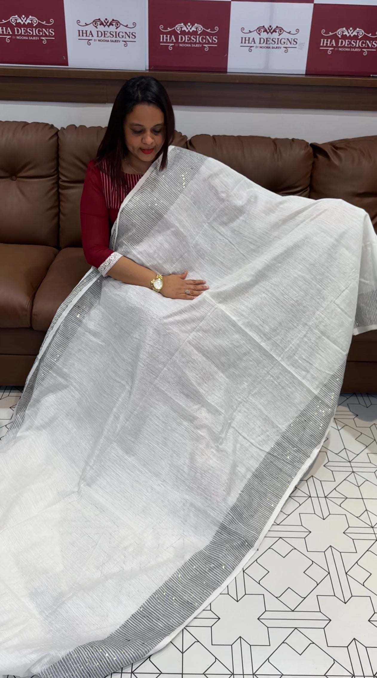 DESIGNER LINEN SILK SAREES - IHA 9773