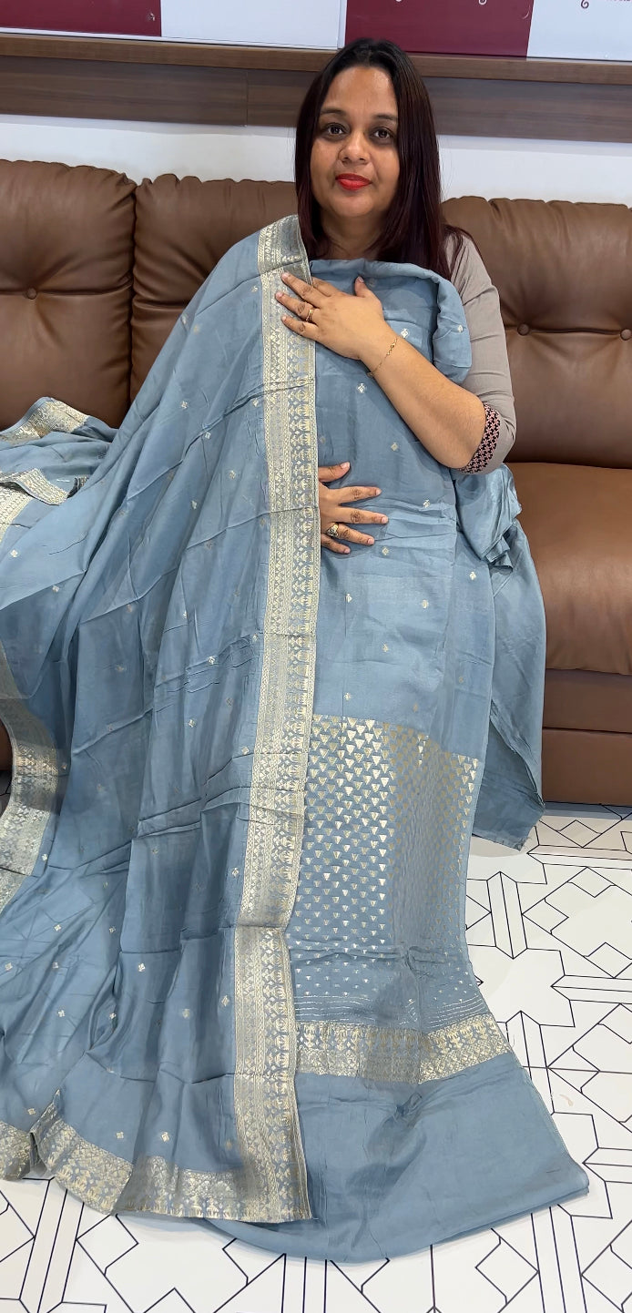 VISCOSE ORGANZA UNSTITCHED SALWAR SUITS - IHA 8245