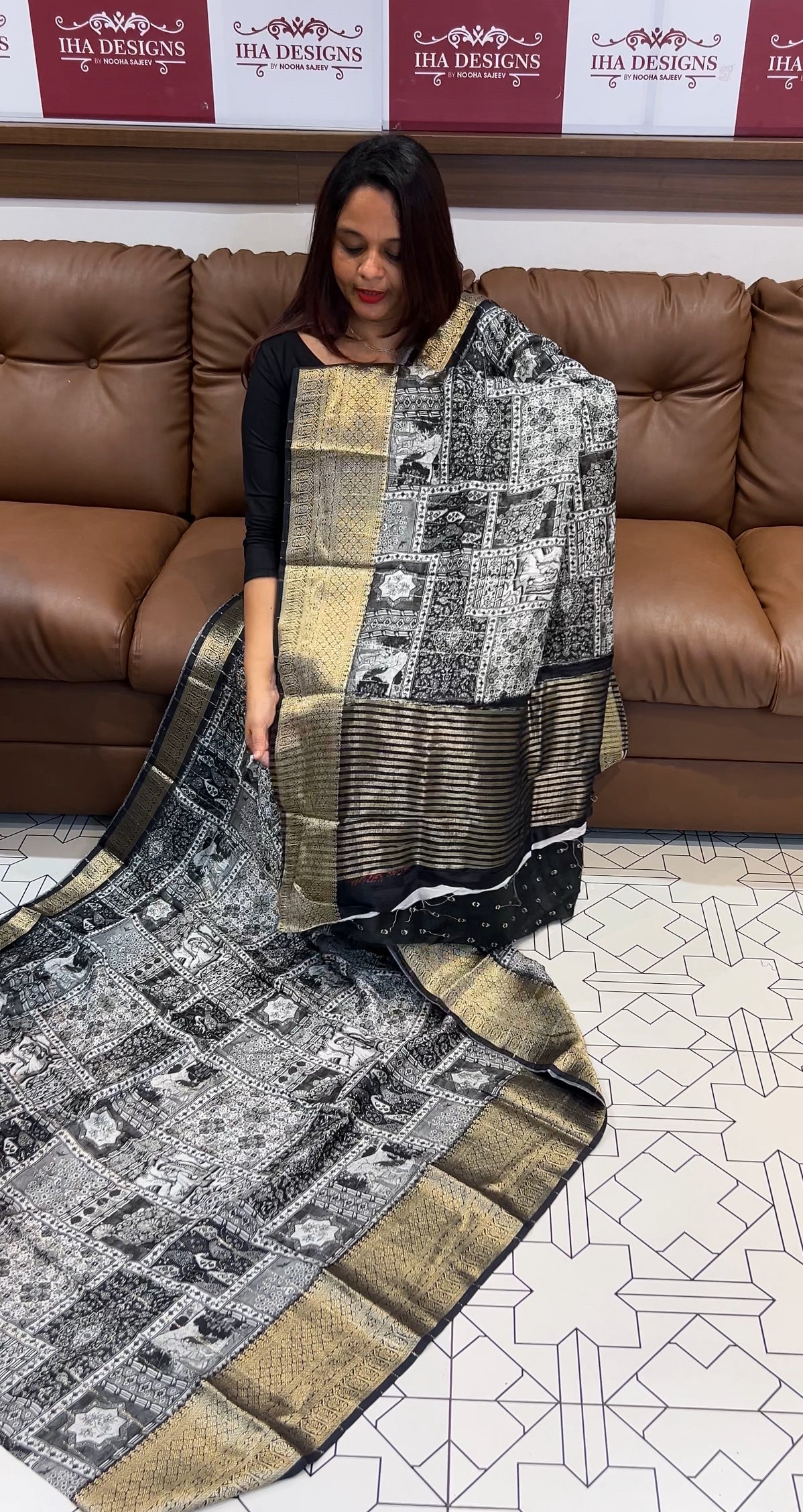 PRINTED CRAPE SILK SAREES - IHA 9653