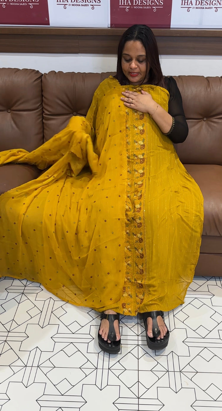 VISCOSE GEORGETTE UNSTITED SALWAR SUITS - IHA 8414