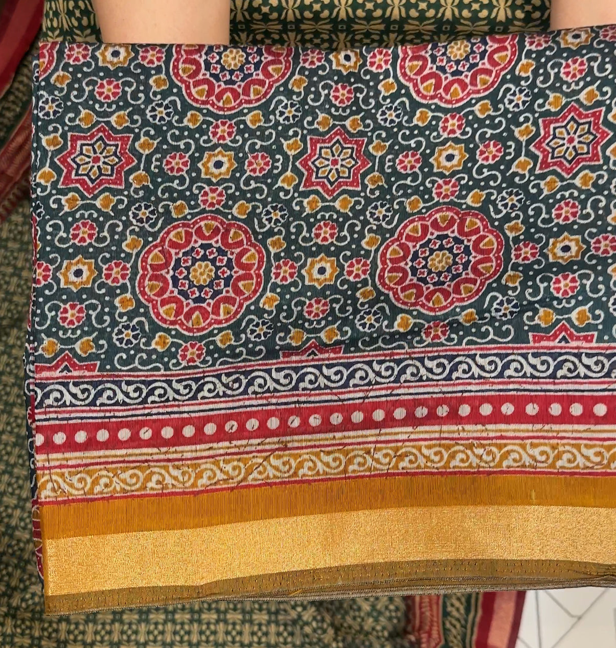 AJRAKH PRINTED SAREES - IHA 20593