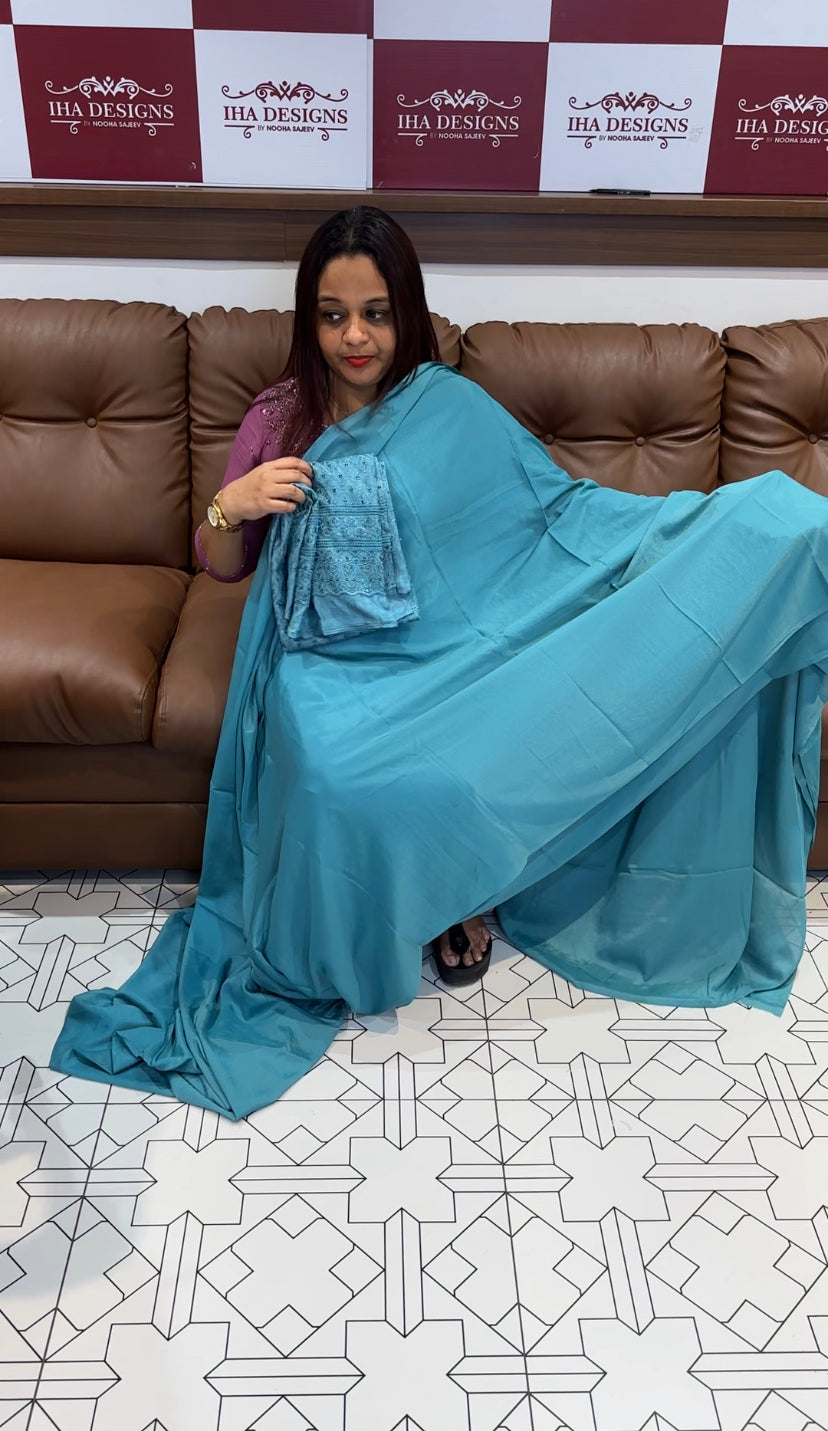 BUDGET BUY SEMI CRAPE SAREE - IHA 8146