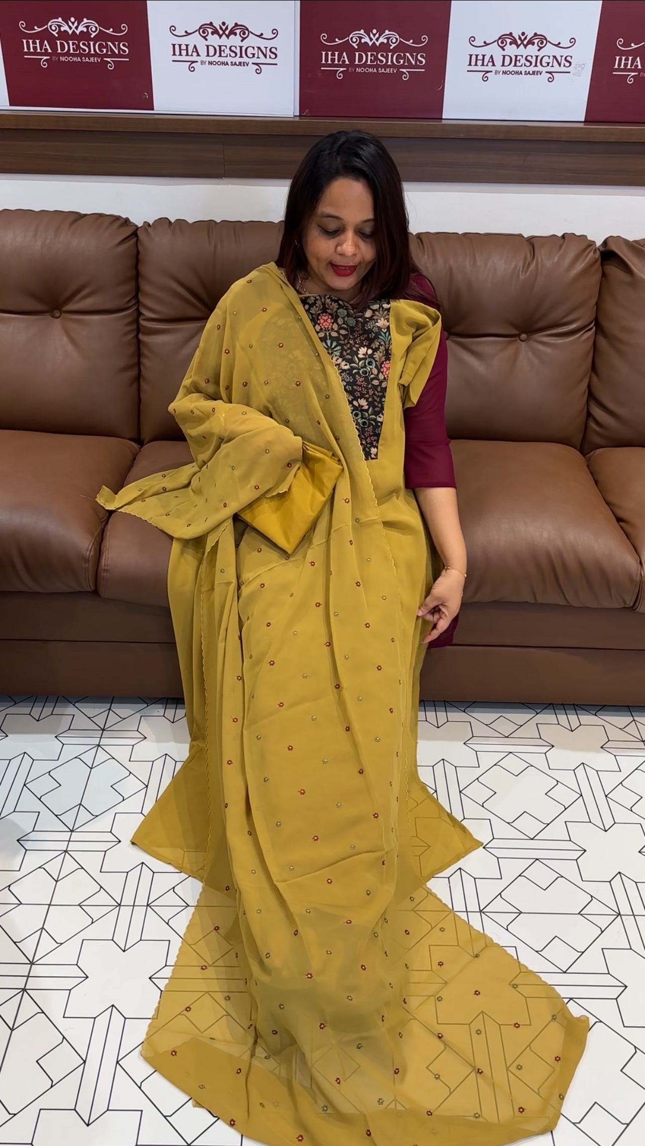 FAUX GEORGETTE UNSTITCHED SALWAR SUIT - IHA 9580