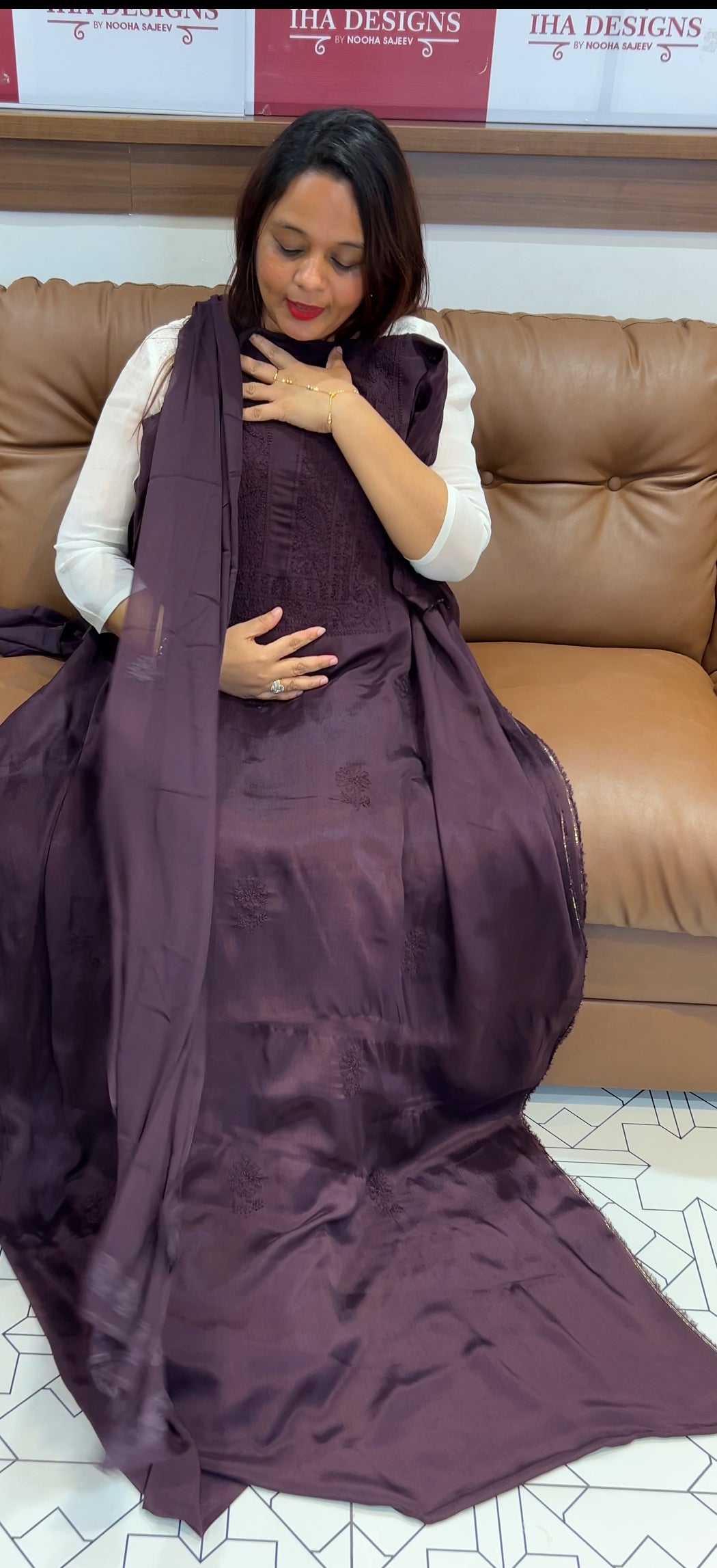 LUCKNOWI CHIKANKARI UNSTITCHED SALWAR SUIT - IHA 9582