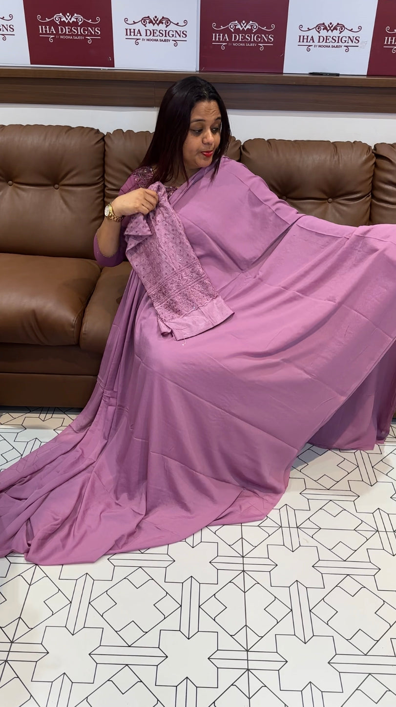 BUDGET BUY SEMI CRAPE SAREE - IHA 8146