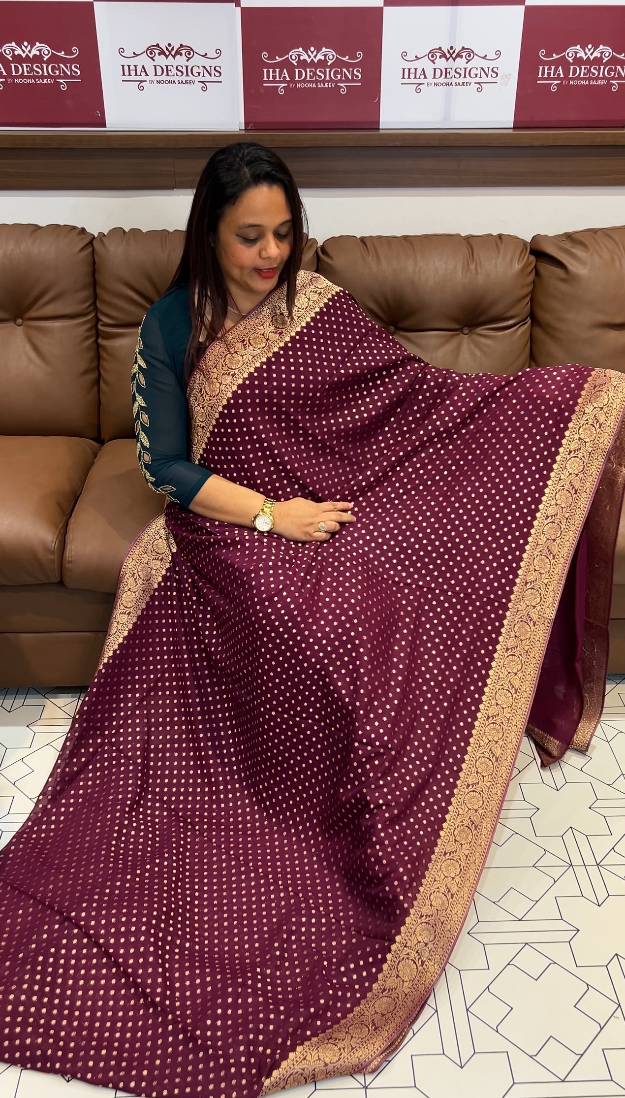 VISCOSE GEORGETTE BANARSI SILK SAREES - IHA 9756