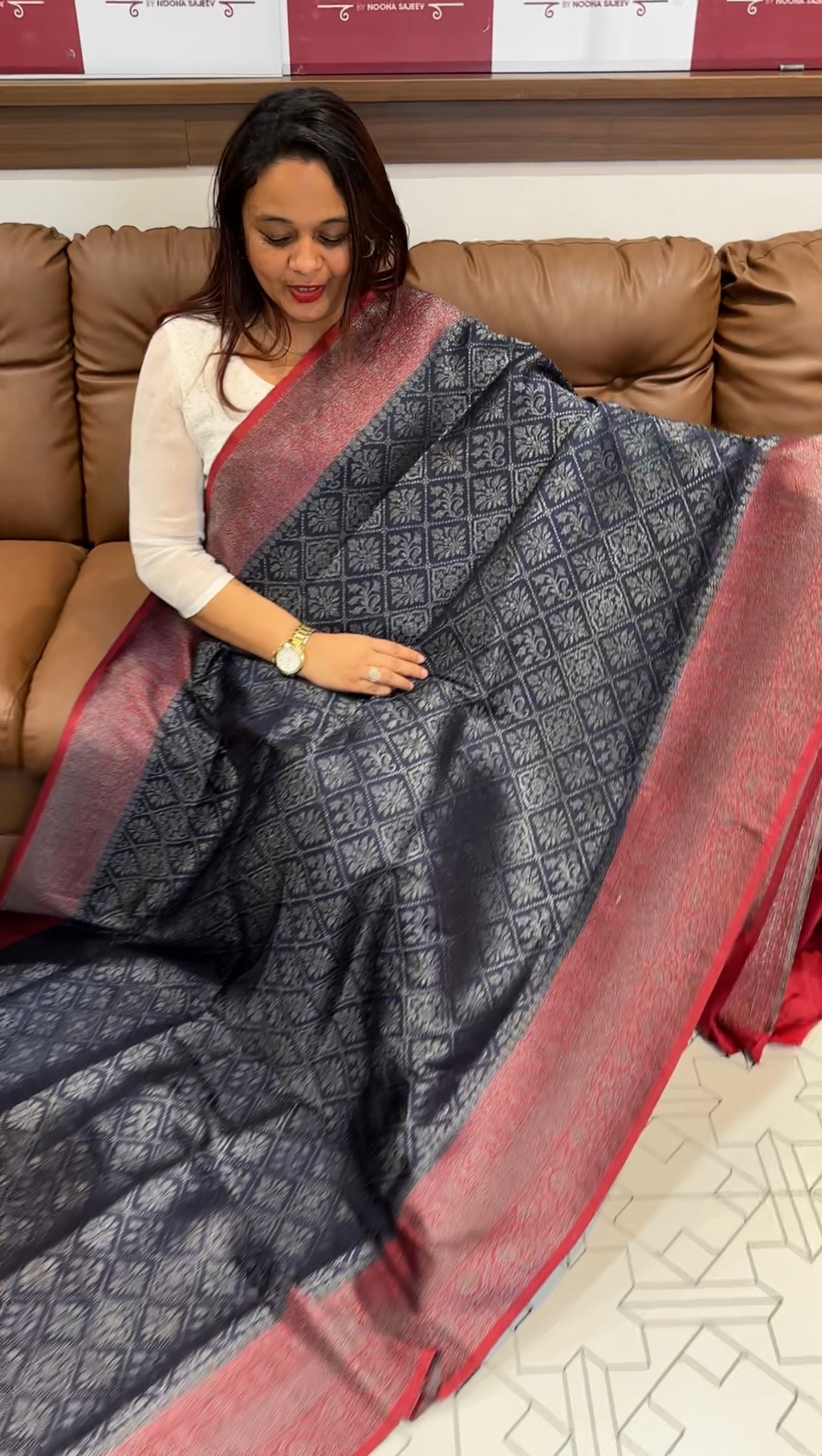 DESIGNER SEMI BANARASI SILK SAREES - IHA 9591