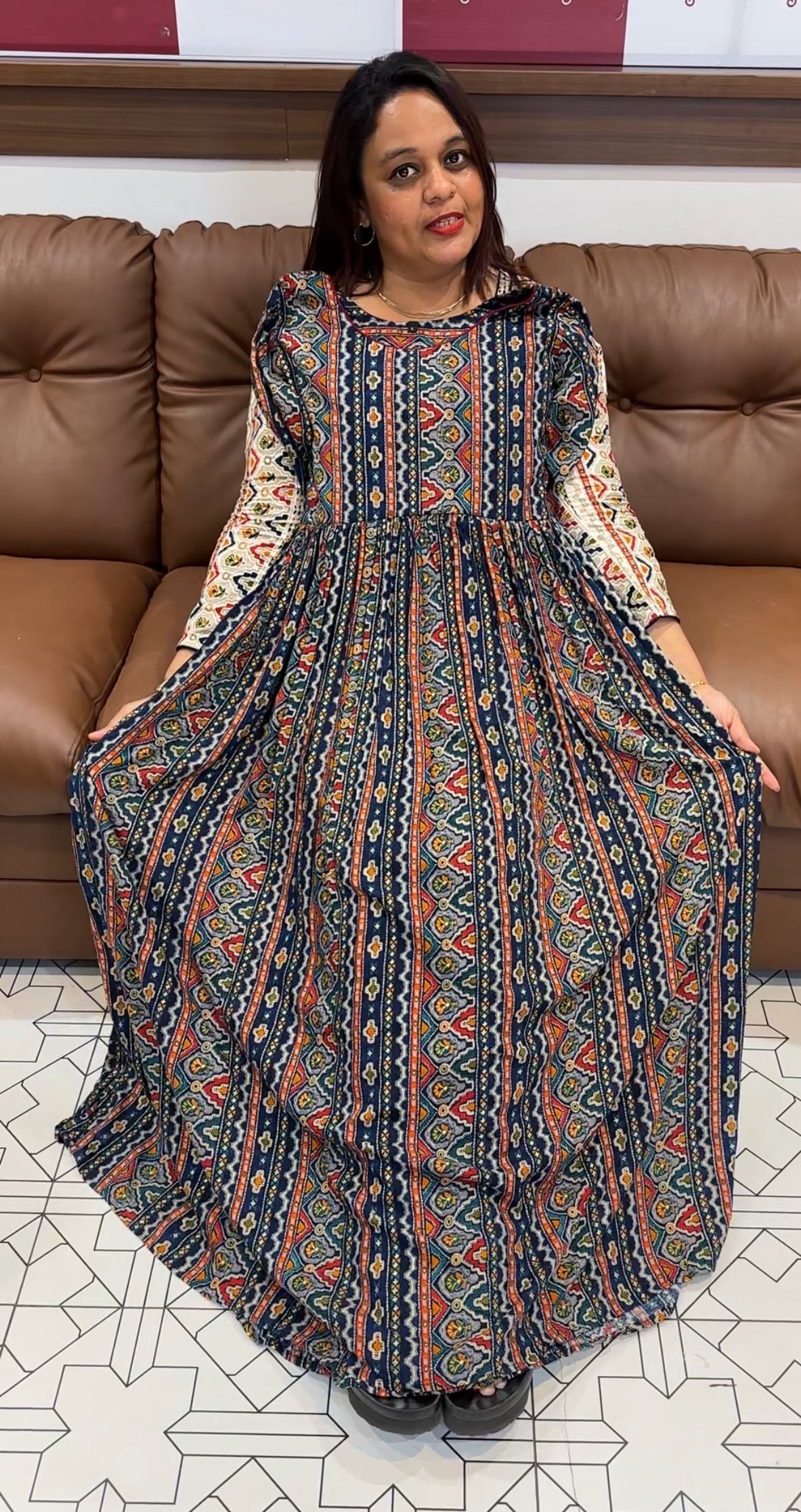 COTTON PRINTED ALINE TOPS - IHA 9776