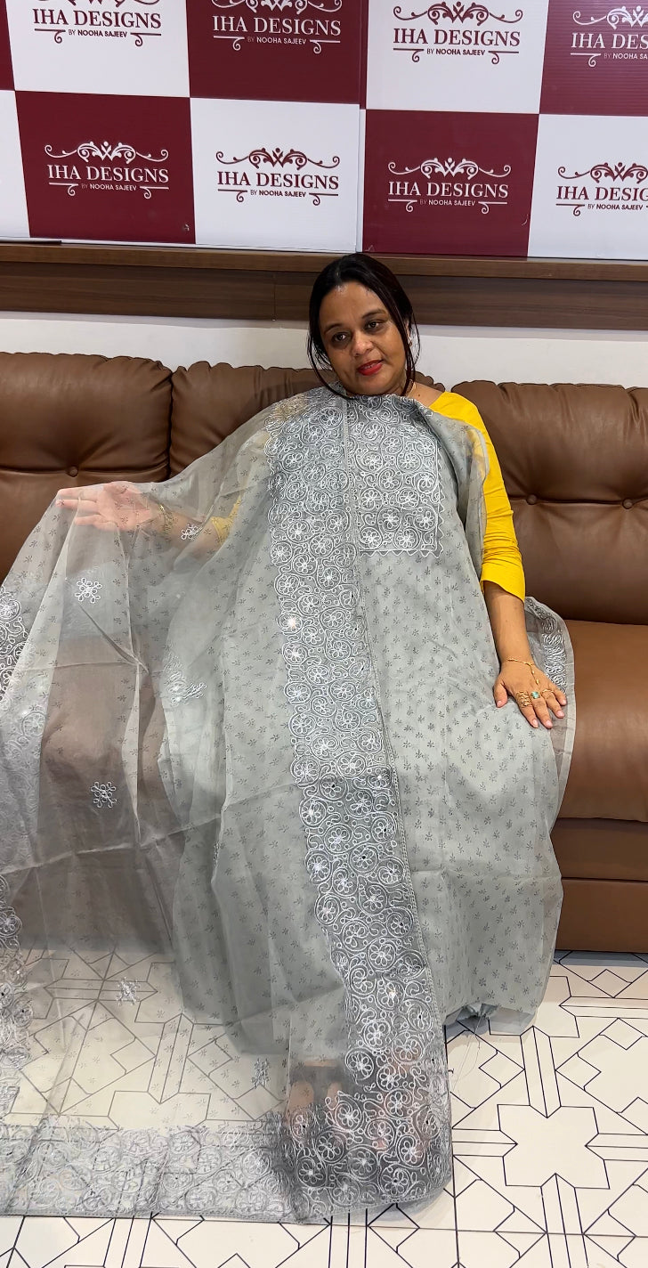 DIGITAL PRINTED ORGANZA UNSTITCHED SALWAR SUIT - IHA 8600