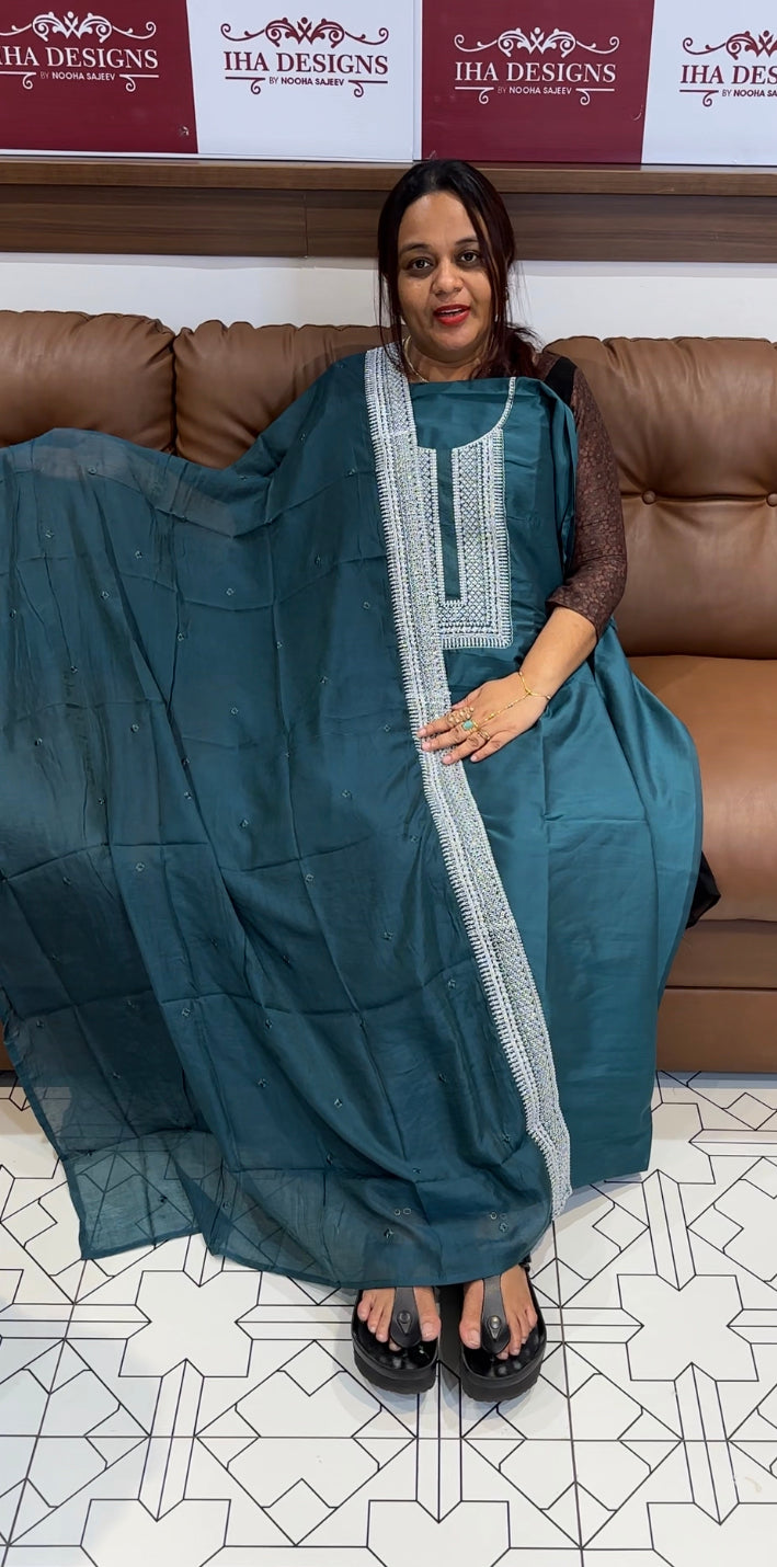 CHANDERI UNSTITCHED SALWAR SUIT - IHA 8613