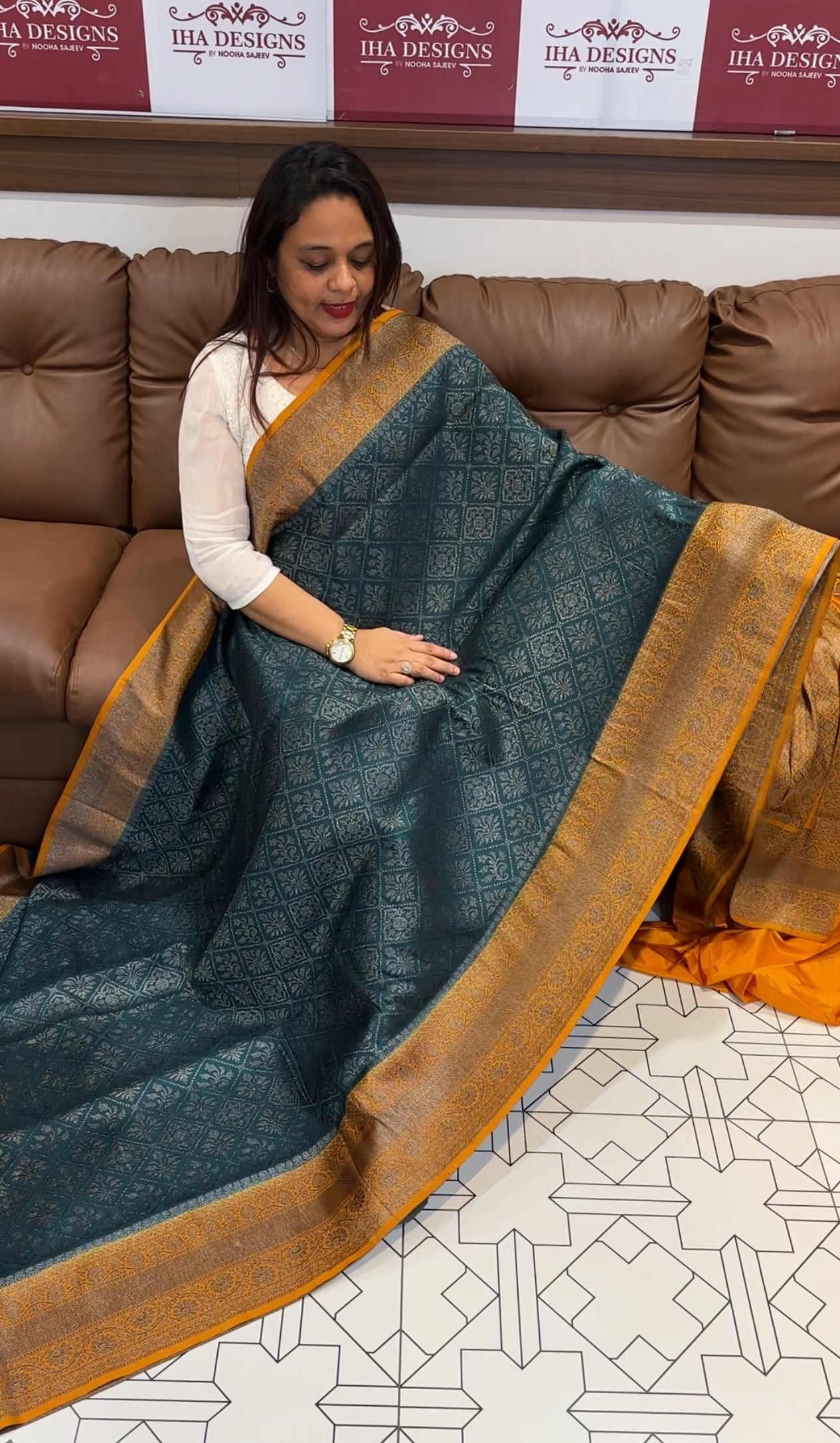 DESIGNER SEMI BANARASI SILK SAREES - IHA 9591