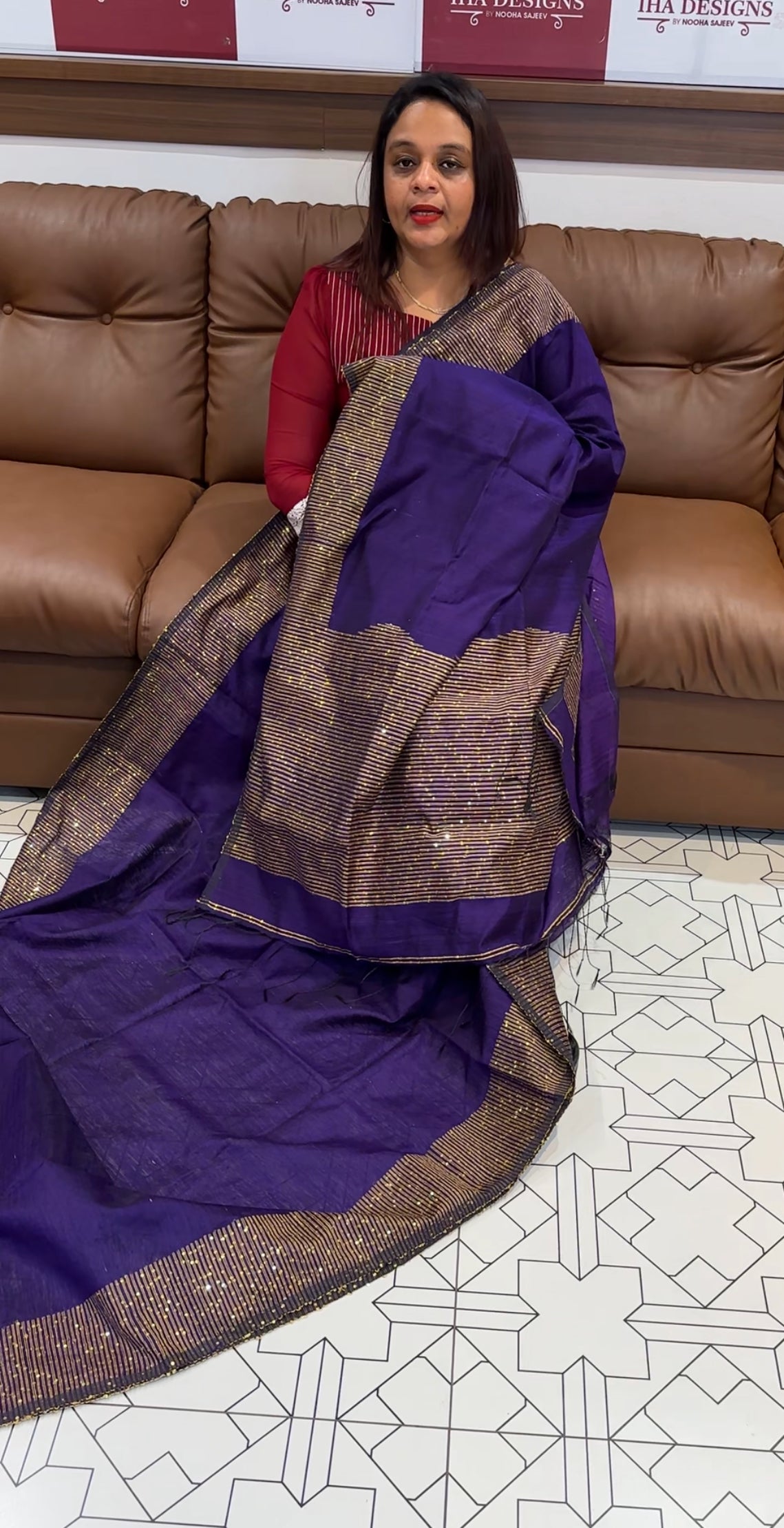 DESIGNER LINEN SILK SAREES - IHA 9773