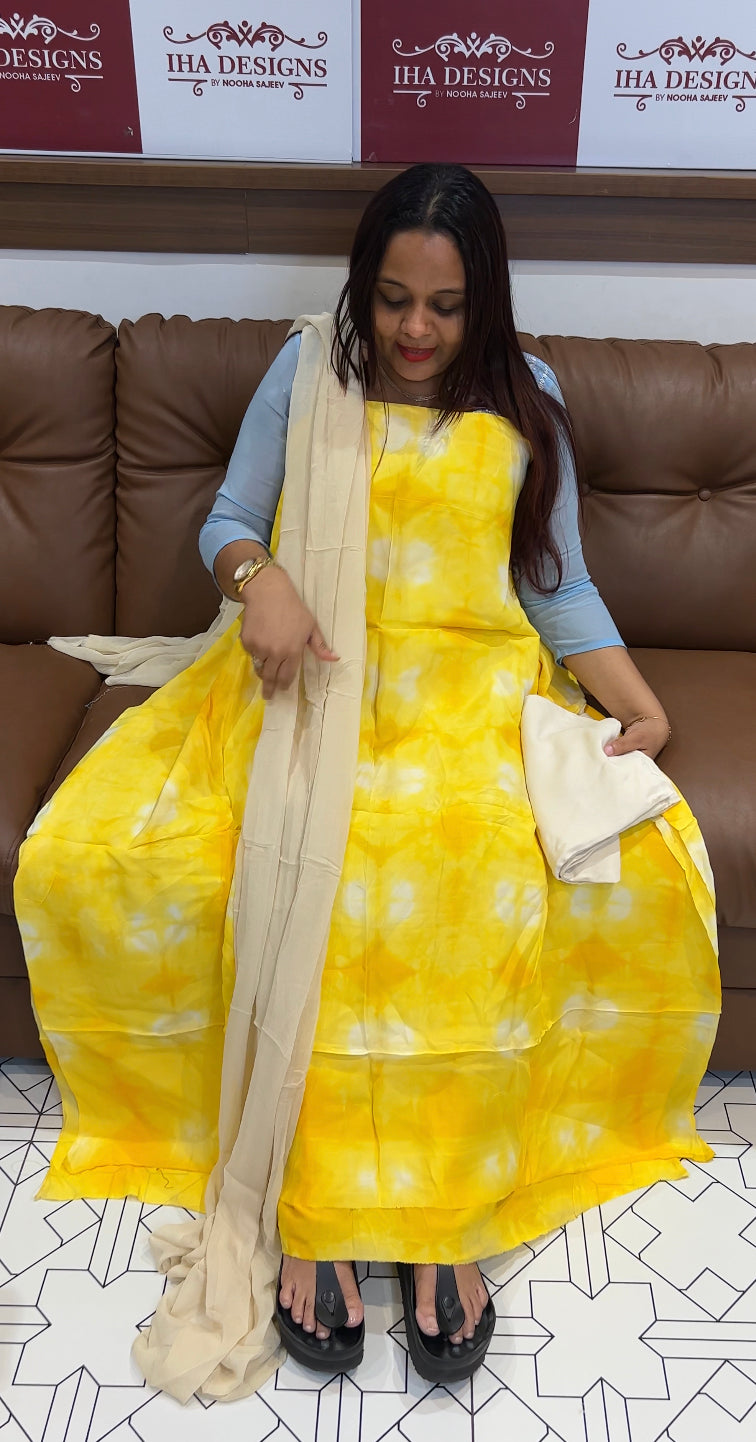 MARBALE DYEING COTTON UNSTITCHED SALWAR SUITS - IHA 8454
