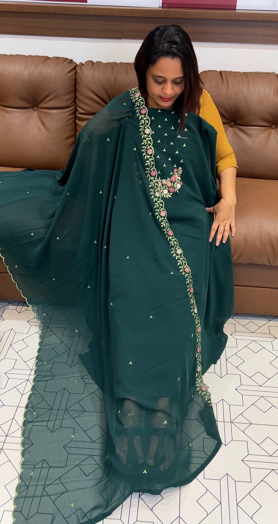FAUX GEORGETTE UNSTITCHED SALWAR SUITS - IHA 9736