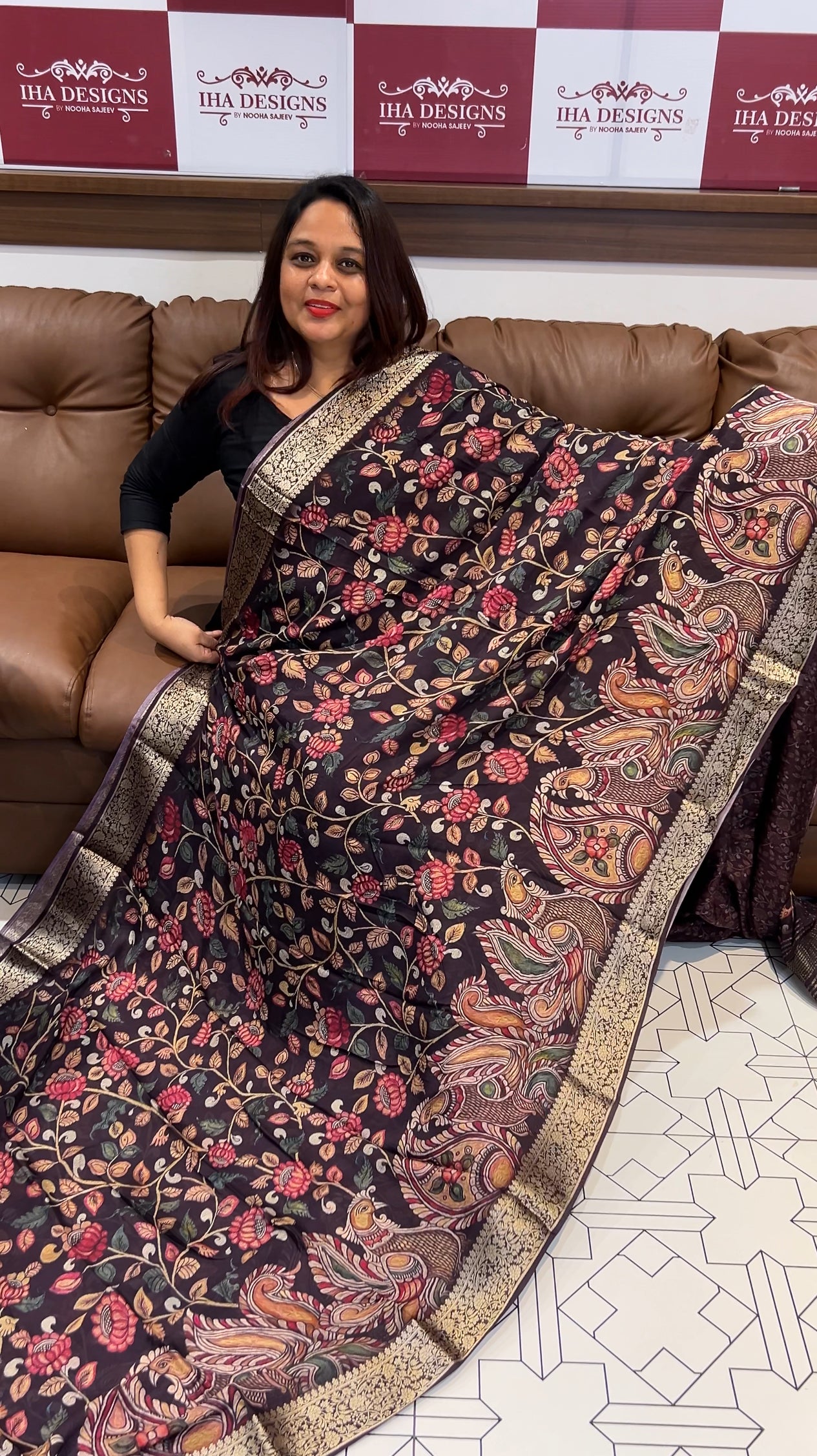 PRINTED CRAPE SILK SAREES - IHA 9653