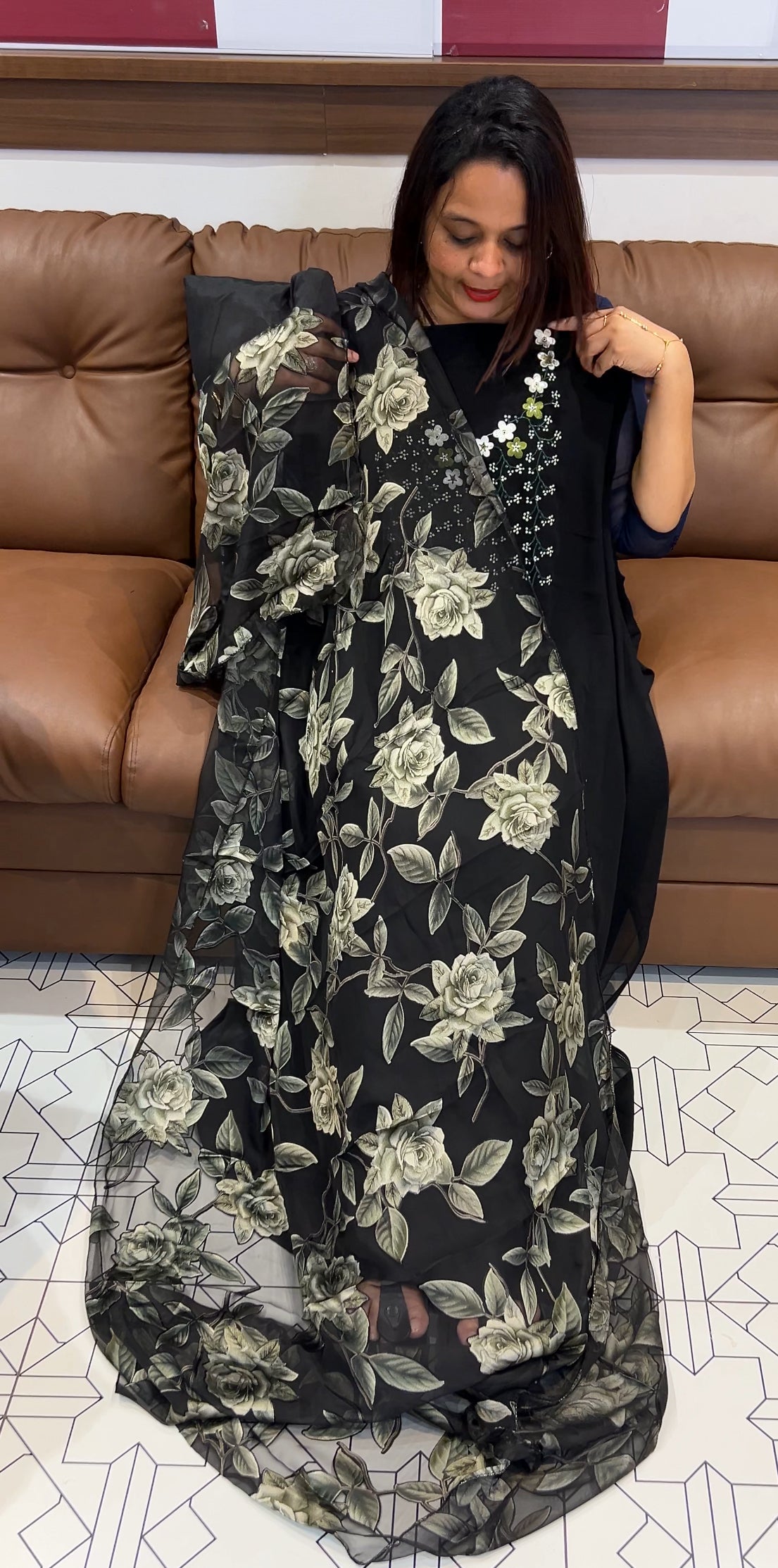 FAUX GEORGETTE UNSTITCHED SALWAR SUITS - IHA 9673