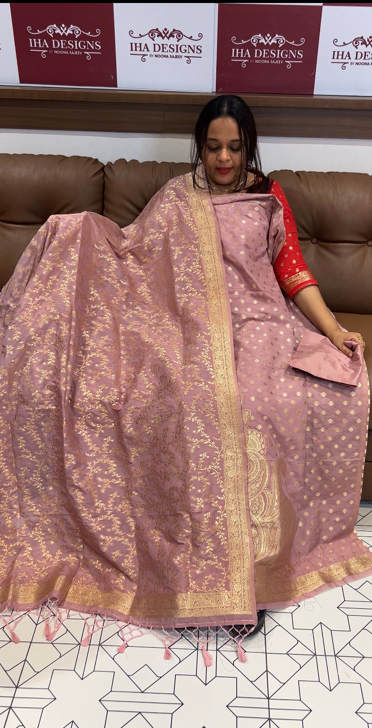 DESIGNER KATAN BANARASI UNSTITCHED SALWAR SUIT - IHA 8595