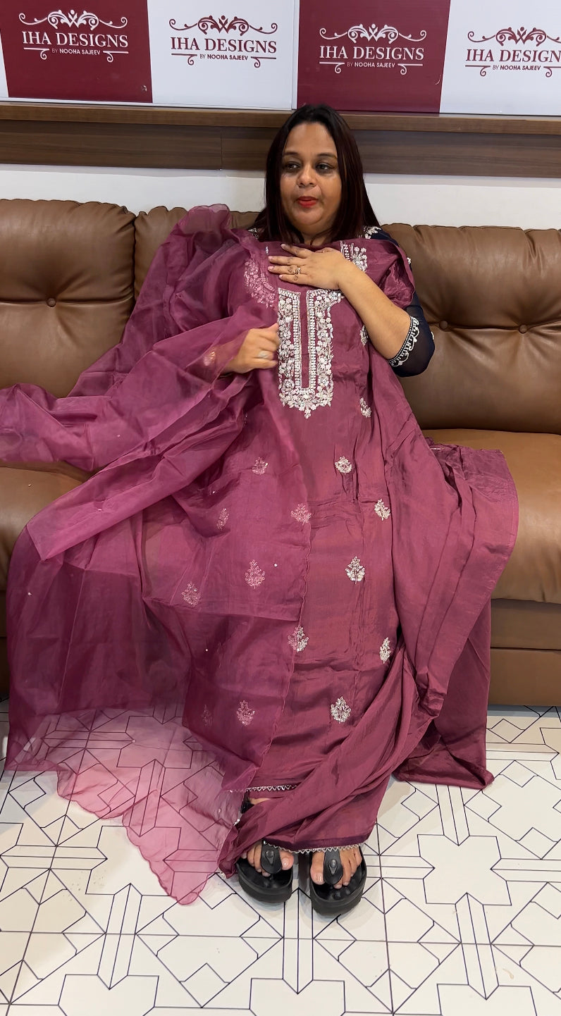 PLATINUM CHIFFON UNSTITCHED SALWAR SUITS - IHA 8232