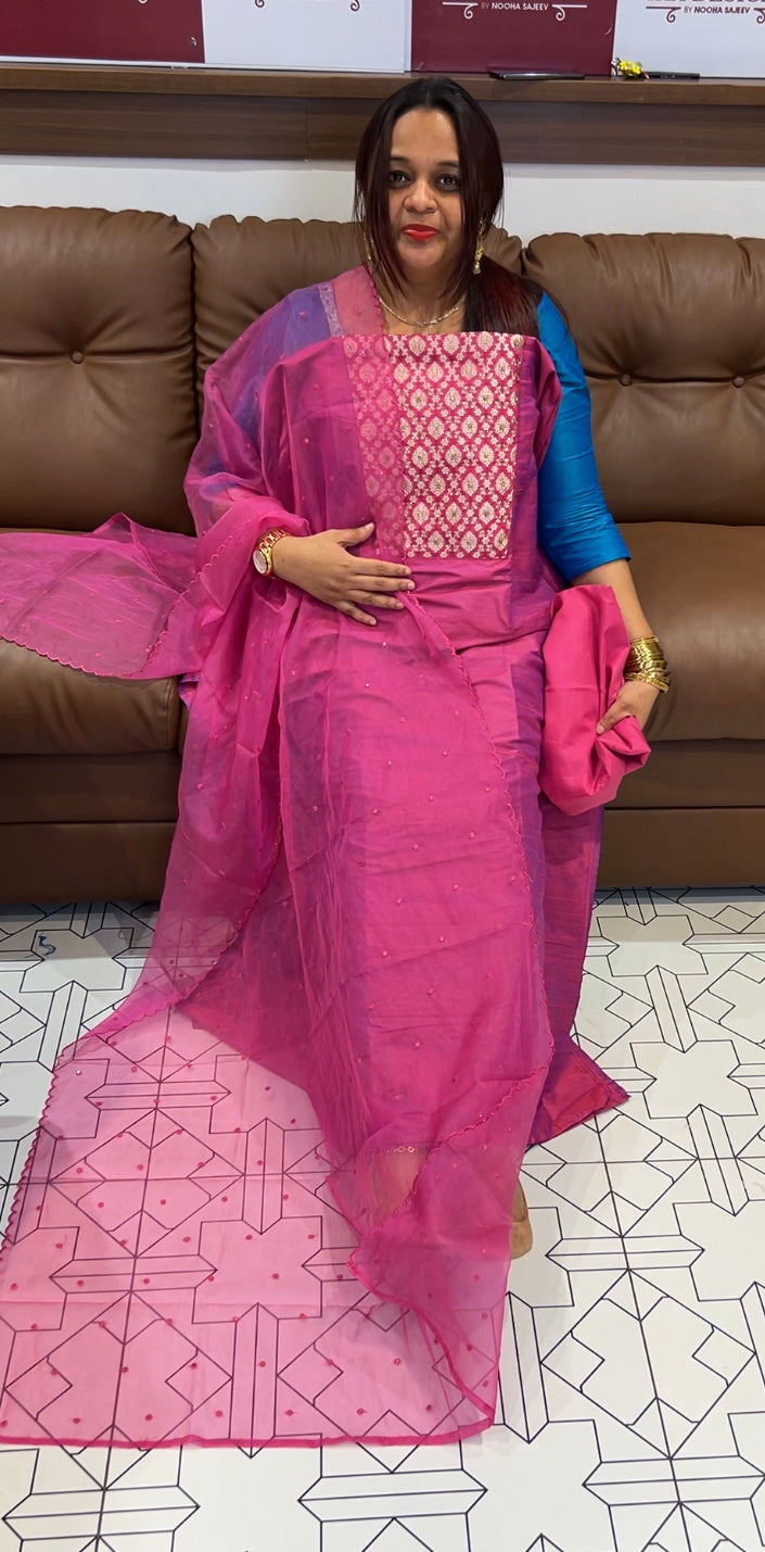 BUDGET BUY SILK UNSTITCHED SALWAR SUITS - IHA 8122