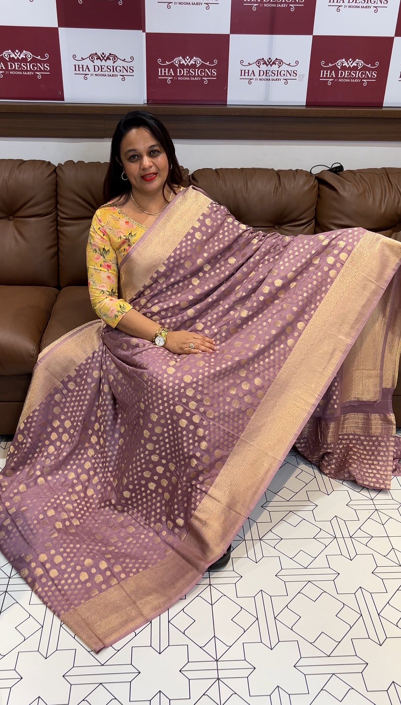 SEMI BANARASI SILK SAREE - IHA 10383 - Iha Designs Bridal Studio